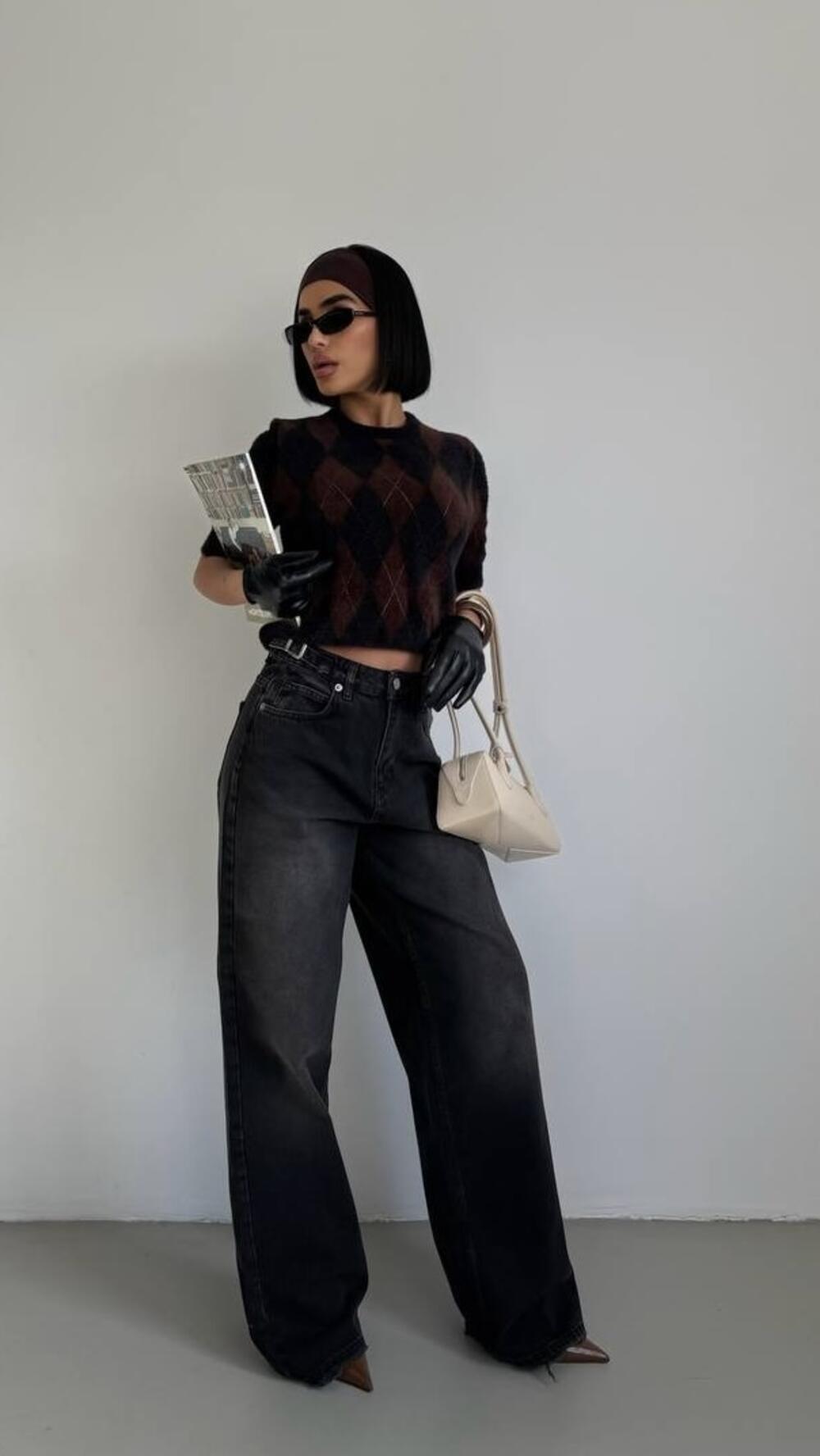 Джинси з застібками збоку 3691/3692 Faf Чорний, 34