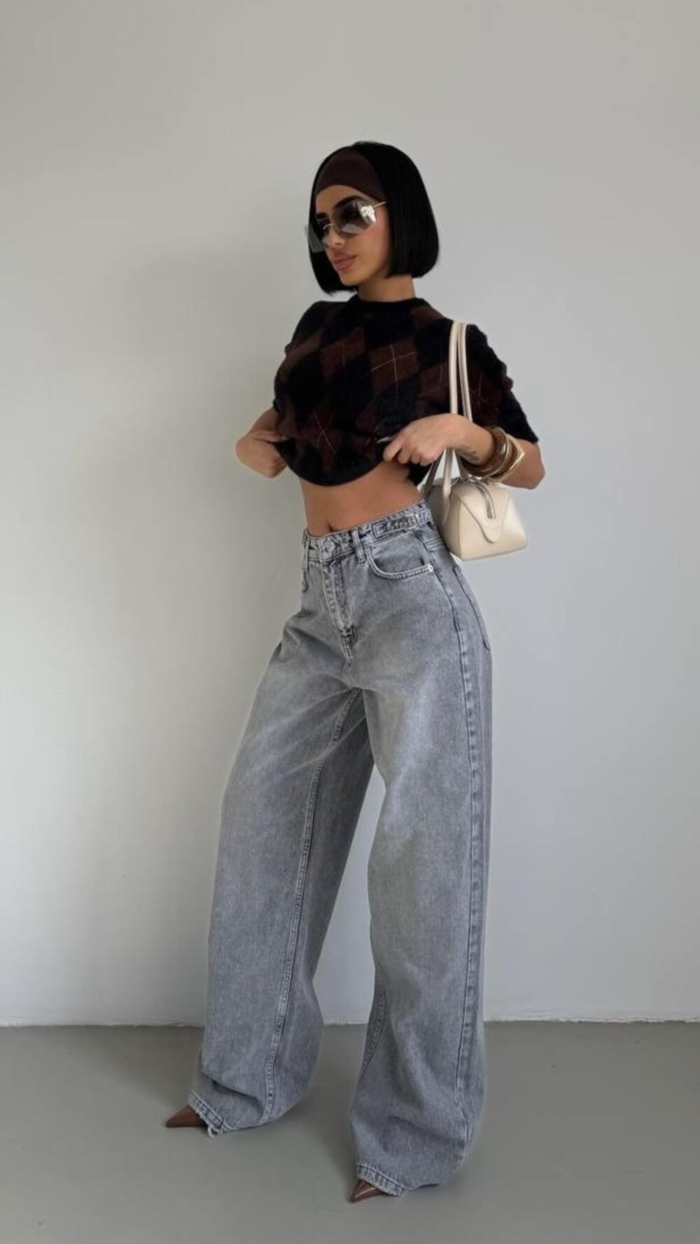 Джинси з застібками збоку 3691/3692 Faf Св. сірий, 40