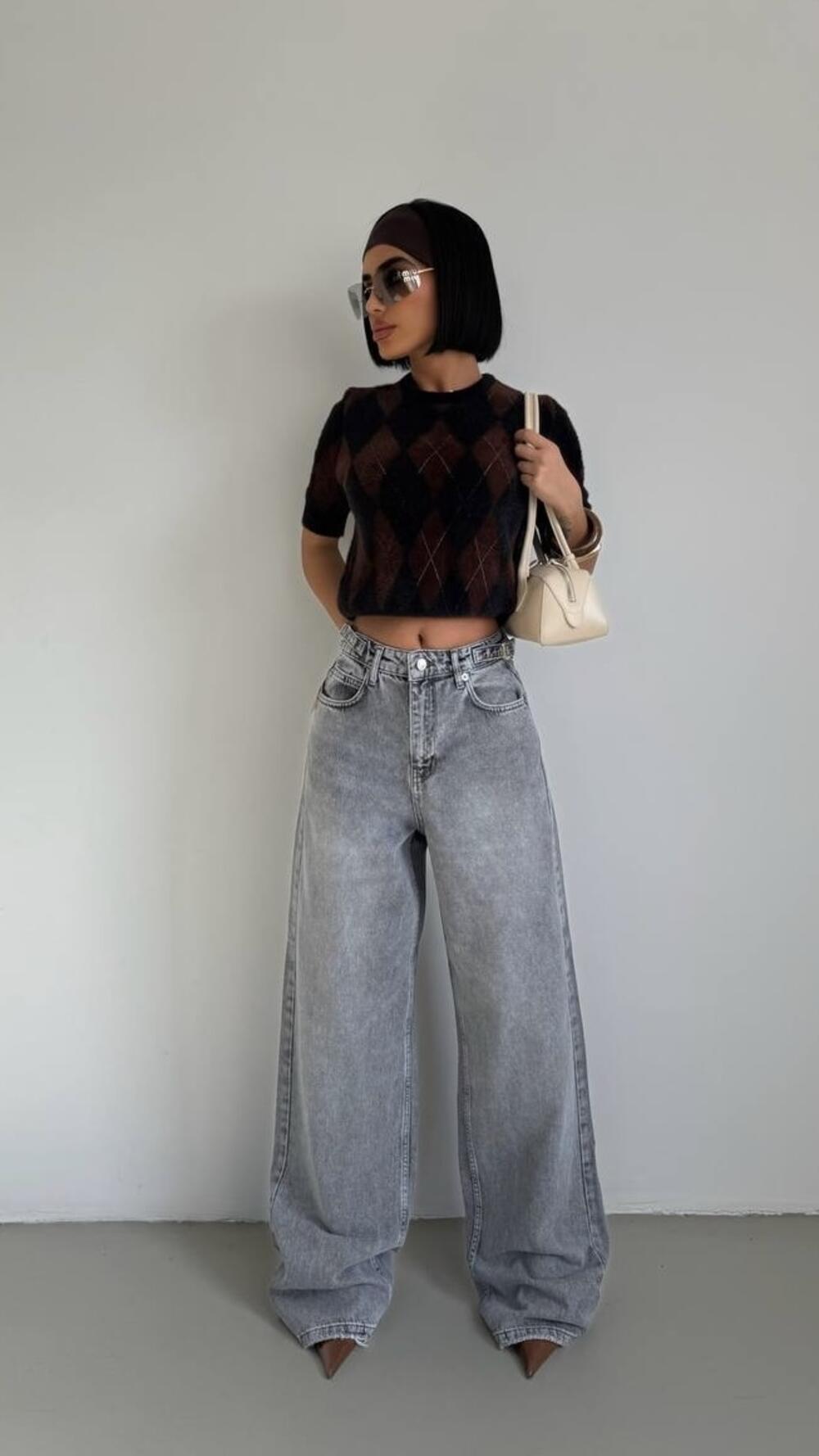 Джинси з застібками збоку 3691/3692 Faf Св. сірий, 38