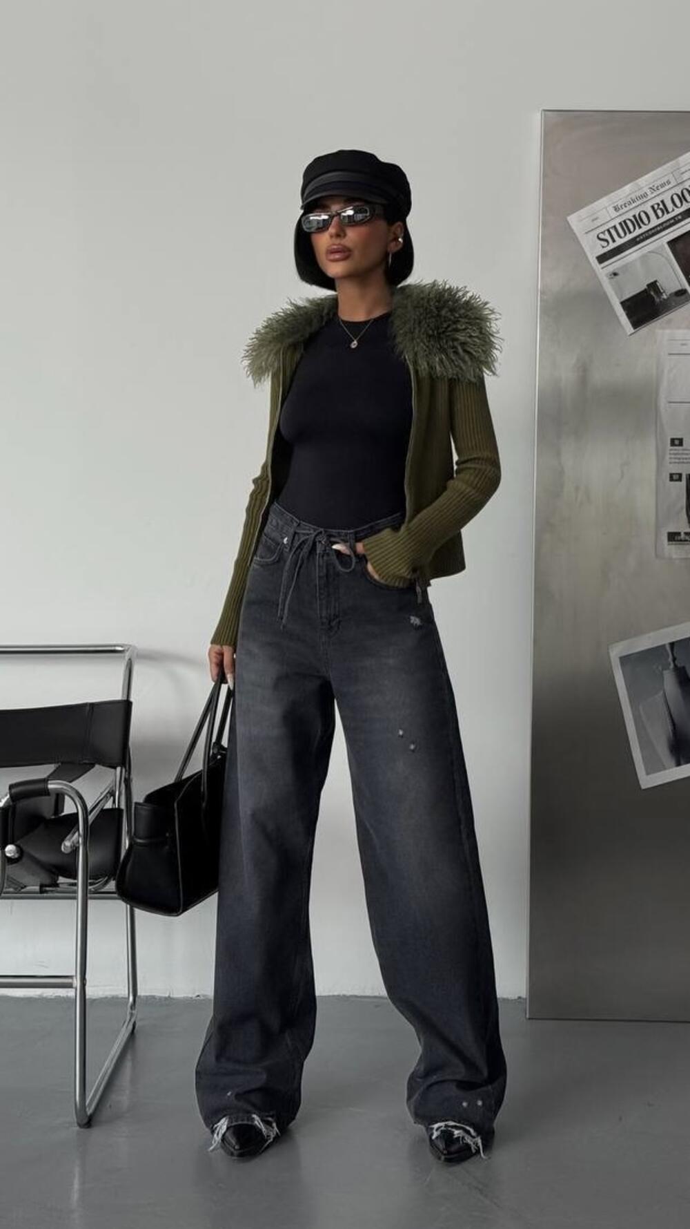 Джинси 3652 з поясом Faf Чорний, 38