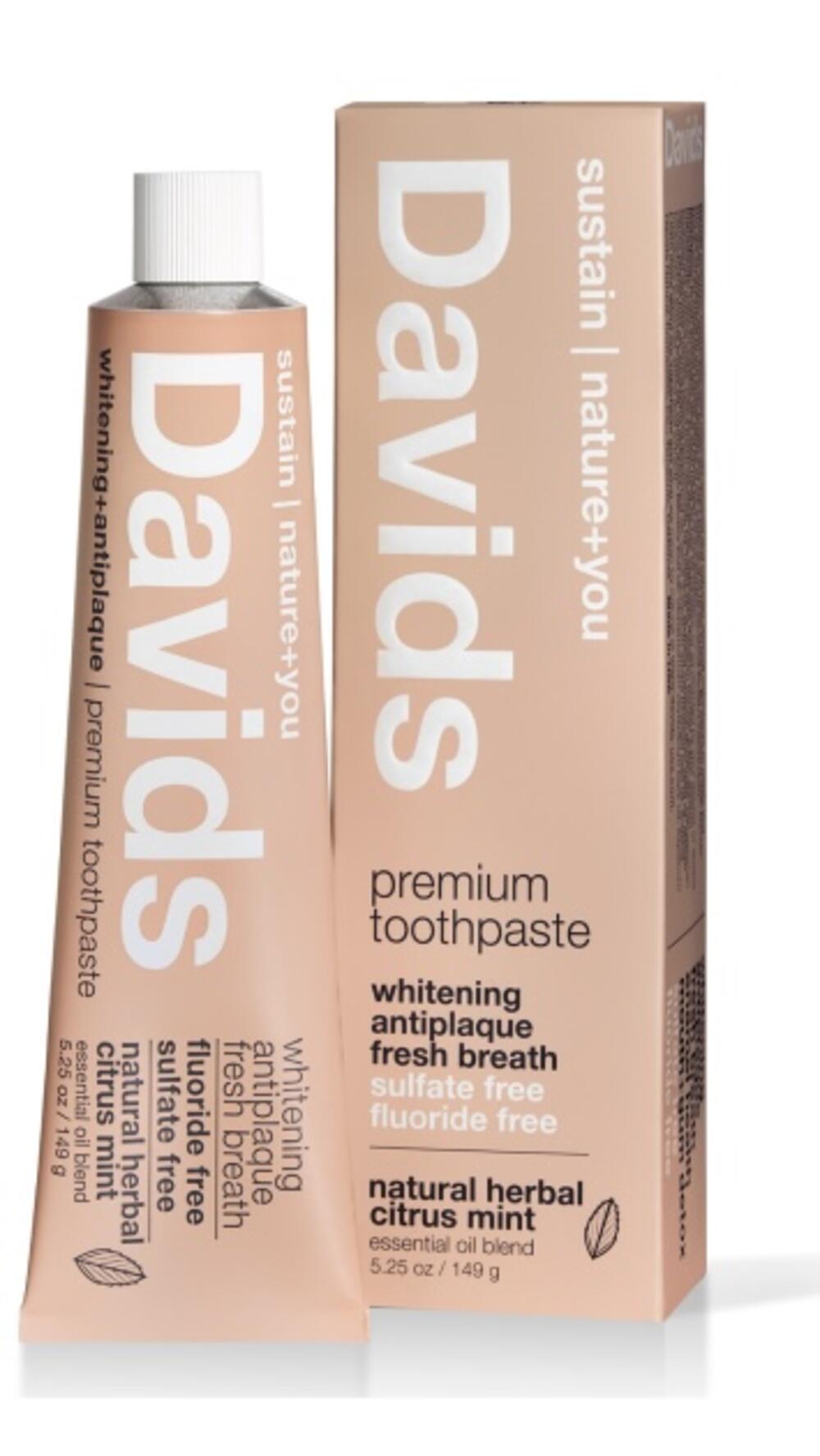 Зубна паста, захист від зубн.нальоту для дорослих зі смаком травʼяної цитрус. ї мʼяти Davids 149g