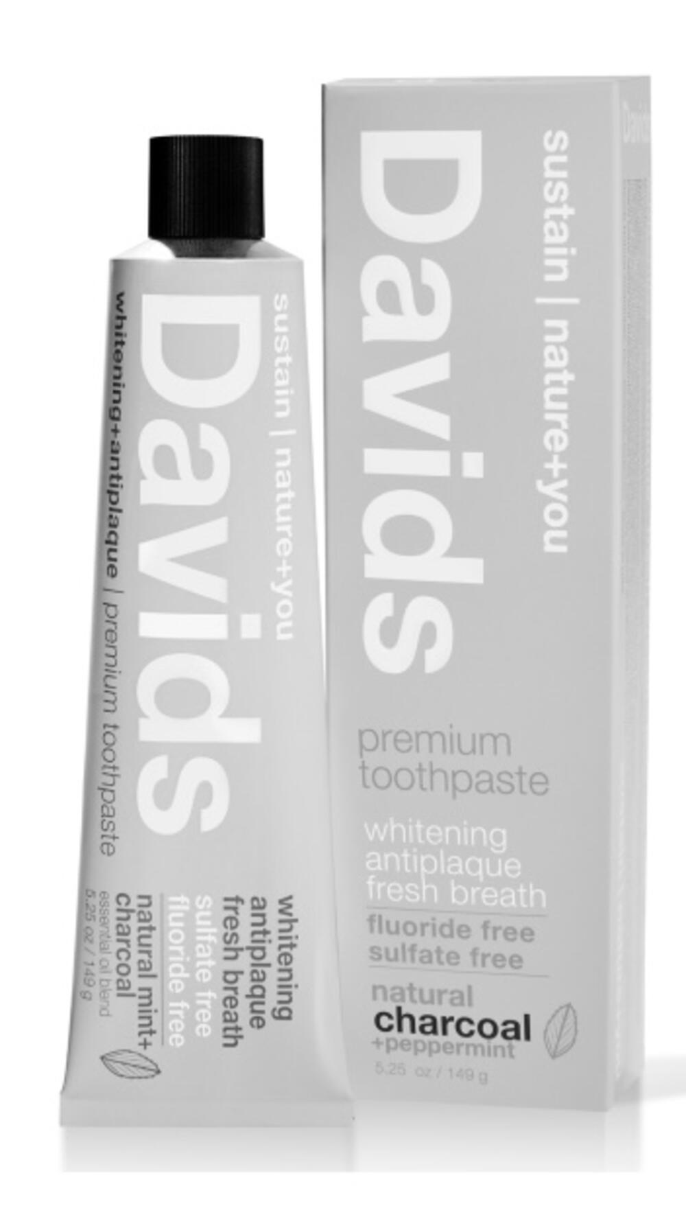 Зубна паста з захист від зубн. нальоту для доросл. з вугіл. та перцев. мʼятою Davids 149g