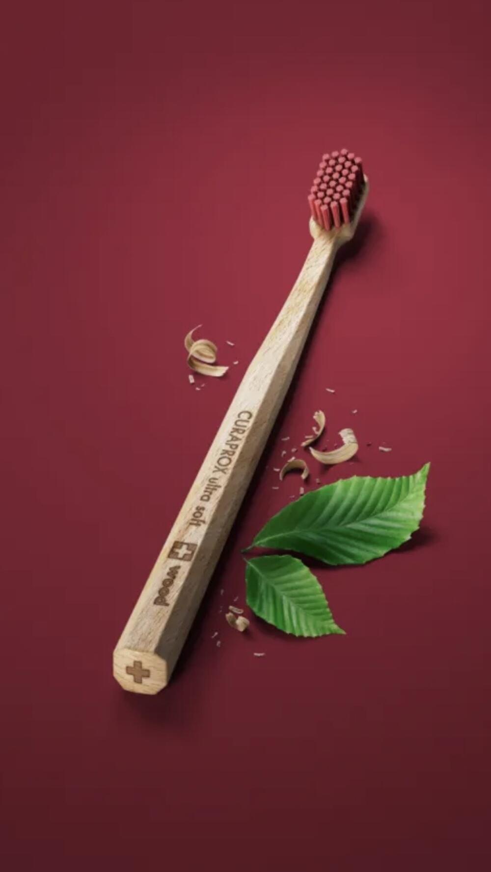 Зубна щітка еко деревʼяна 4440 ultra soft Рожевий