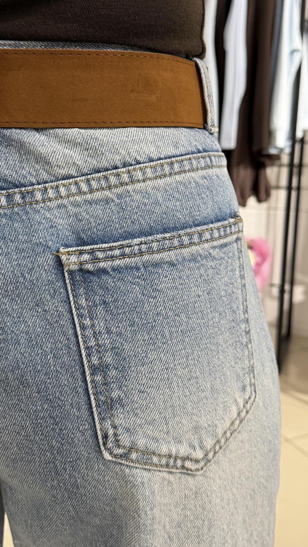 Джинси з ременем 6303 прямі Блакитний, XXL