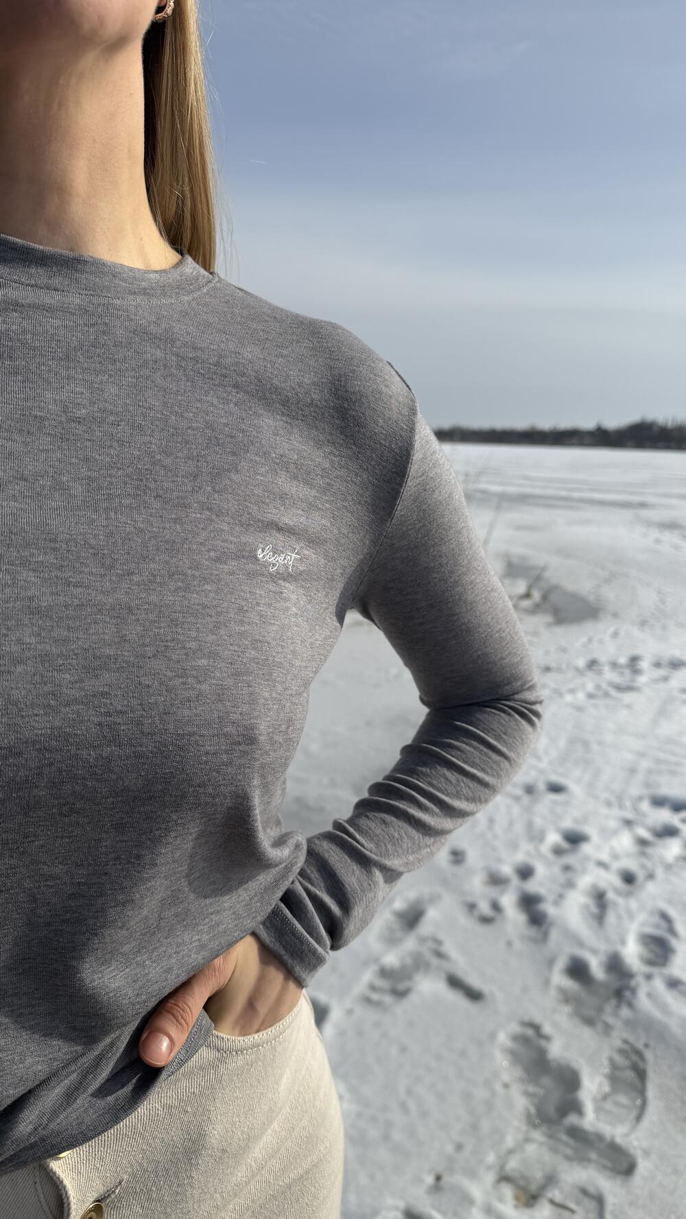 Лонгслів з нашивкою elegant Сірий, Oversize