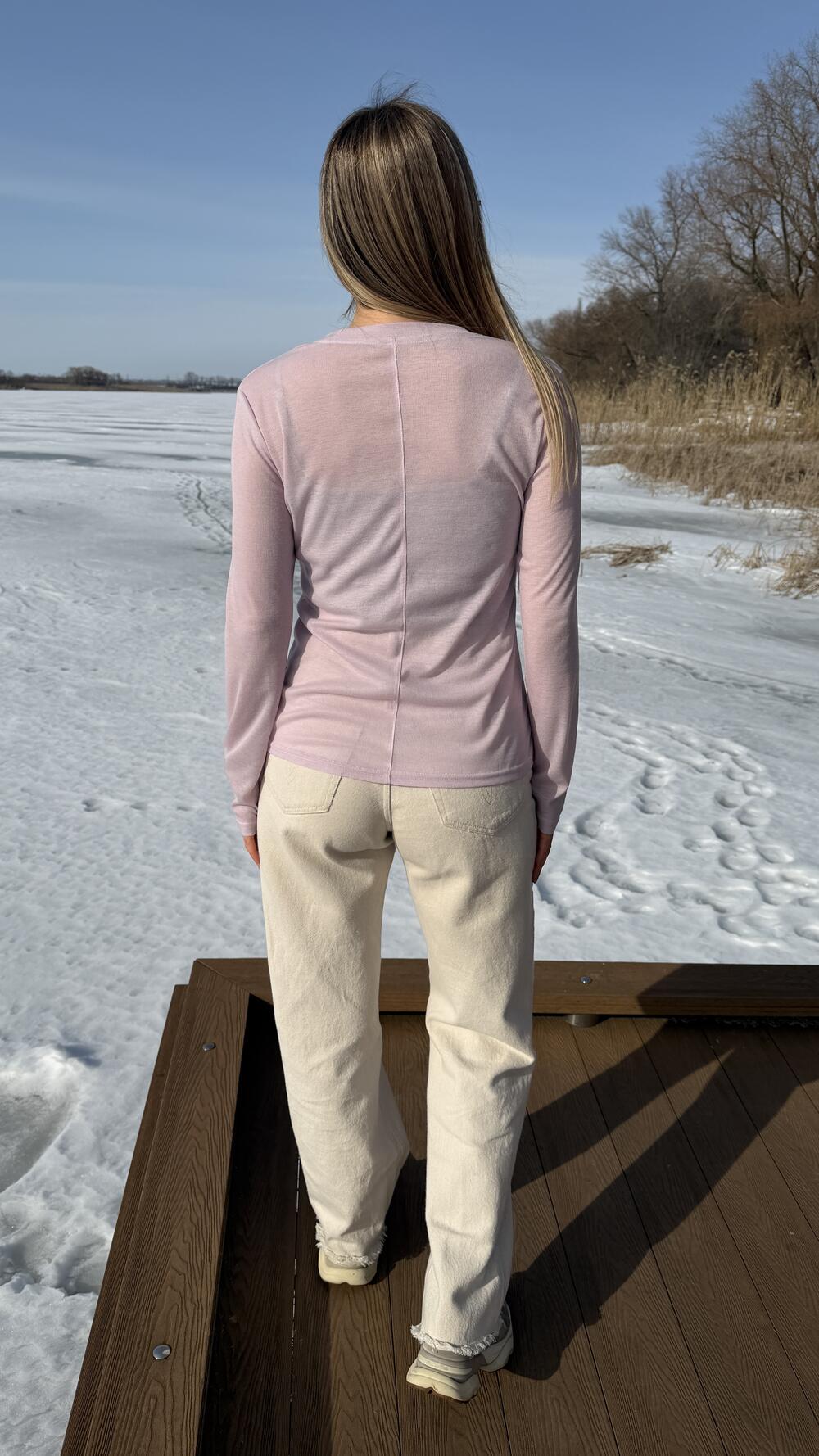 Лонг напівпрозорий з декором на грудях Baby Pink, S/M