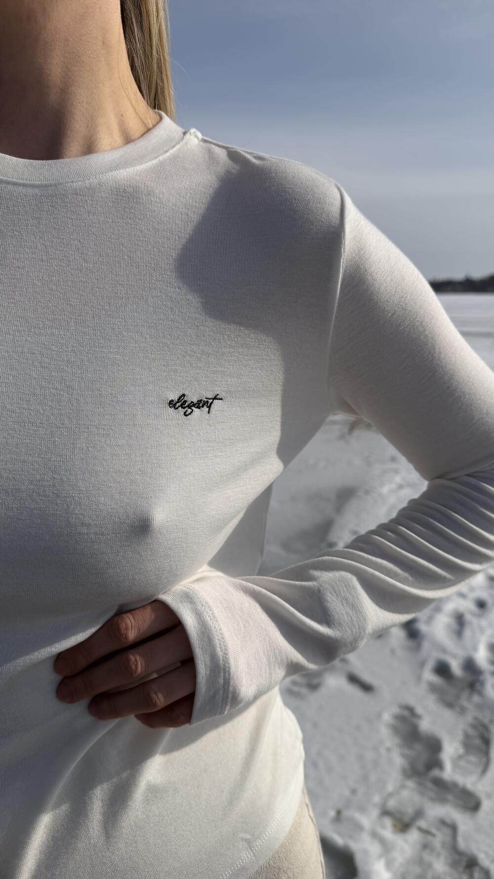 Лонгслів з нашивкою elegant Білий, Oversize