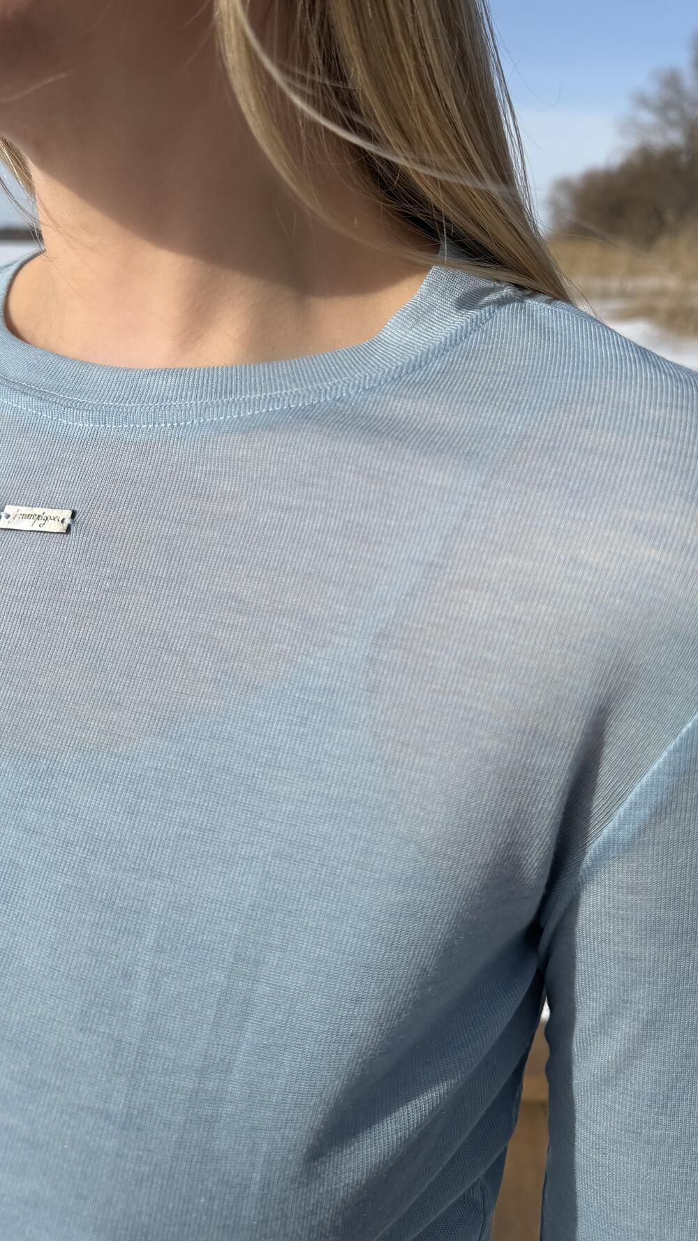 Лонг напівпрозорий з декором на грудях Блакитний, S/M