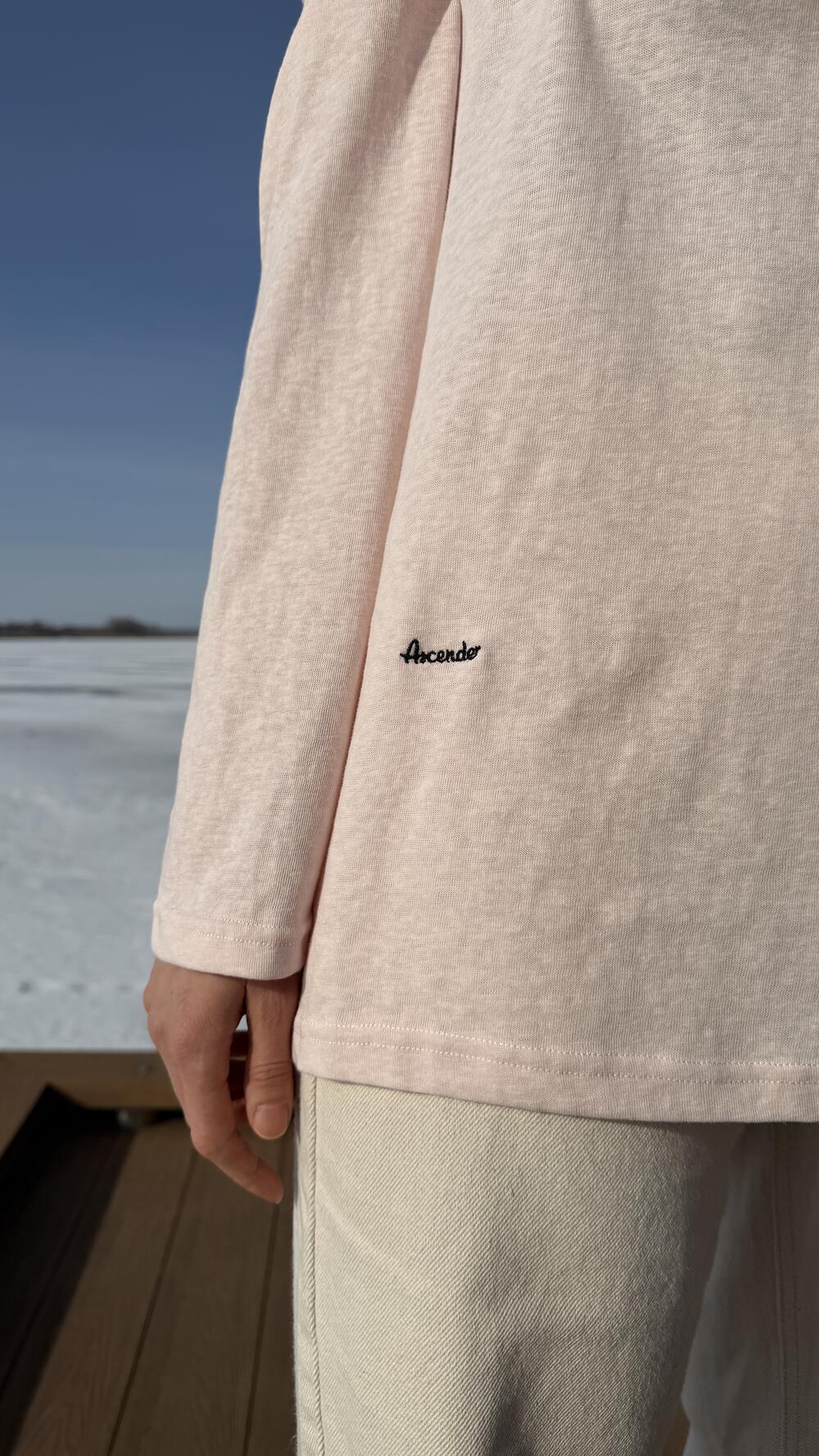 Лонг тоненький з вишивкою Ascender Baby Pink, Oversize