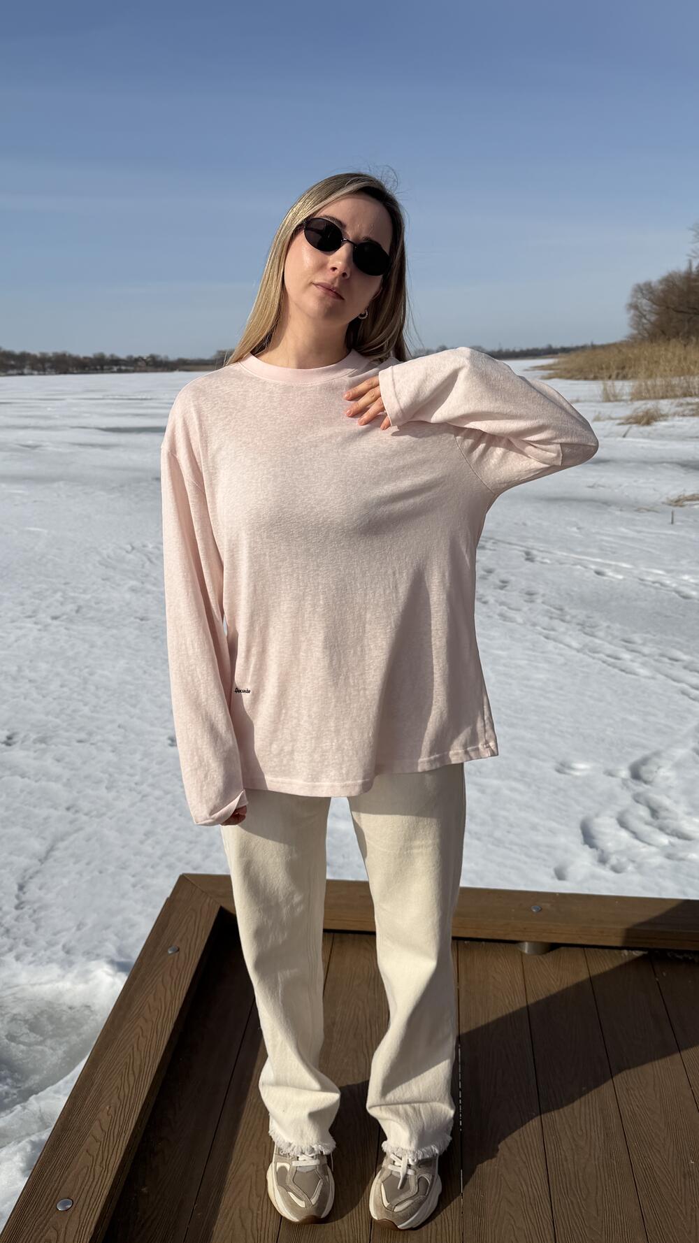 Лонг тоненький з вишивкою Ascender Baby Pink, Oversize