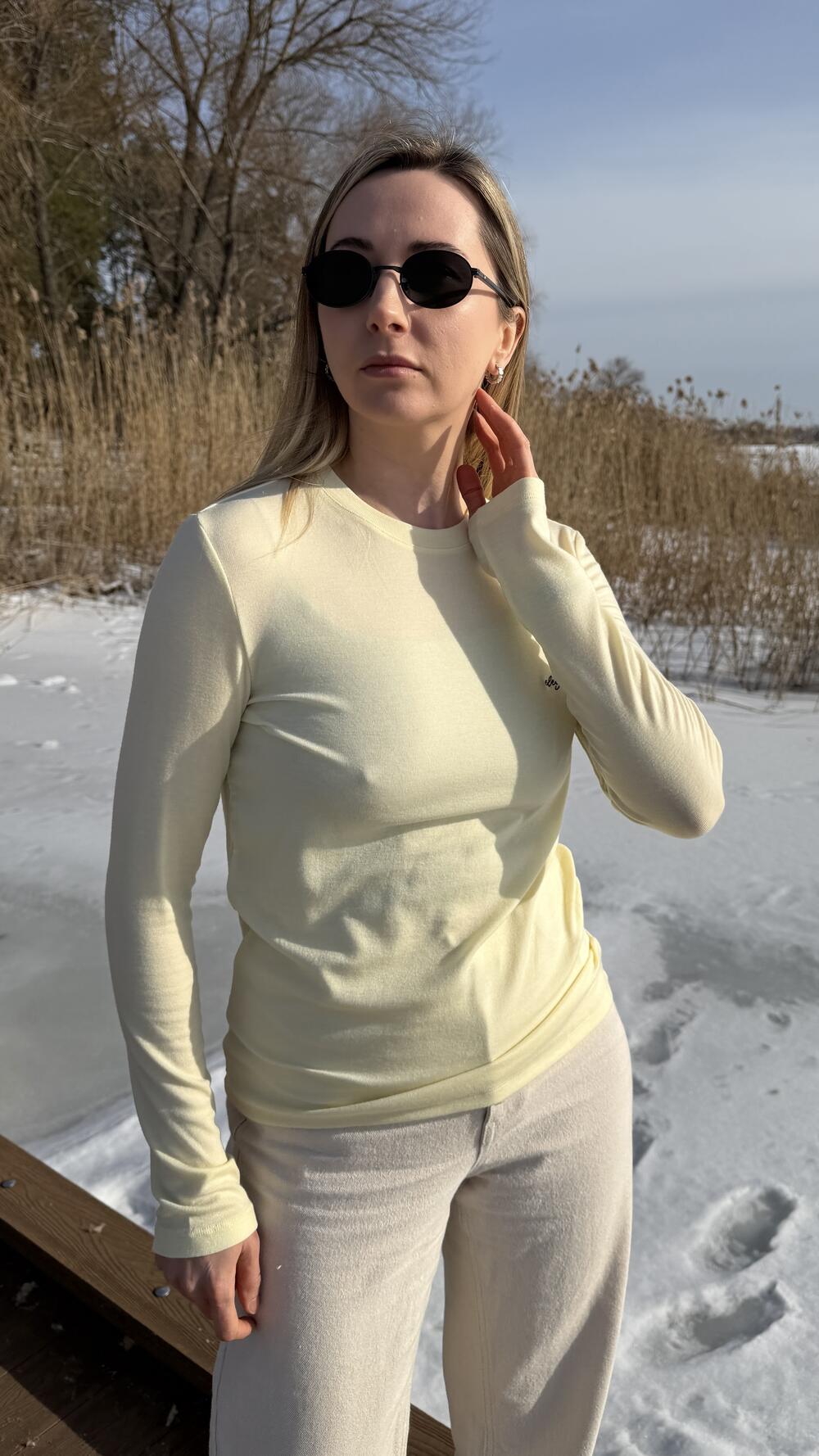 Лонгслів з нашивкою elegant Жовтий, Oversize