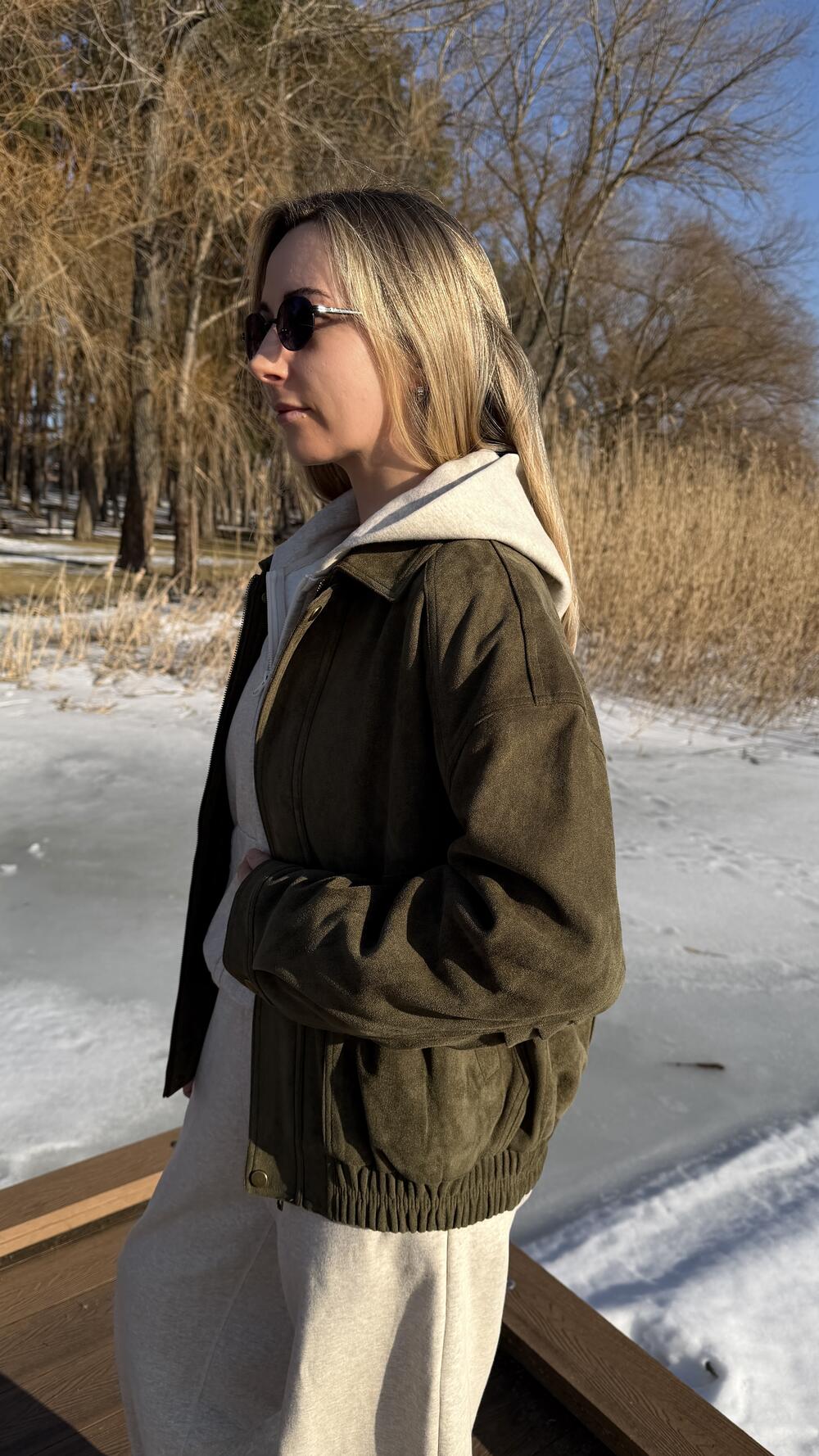 Бомбер на кнопках 9170 Оливковий, M