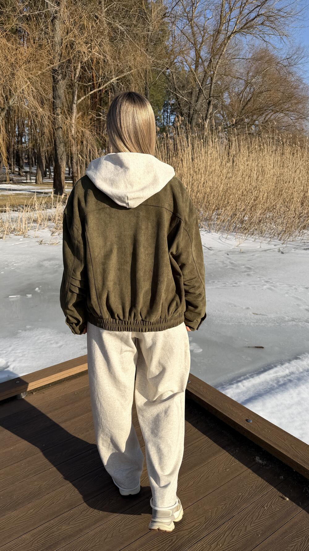 Бомбер на кнопках 9170 Оливковий, M