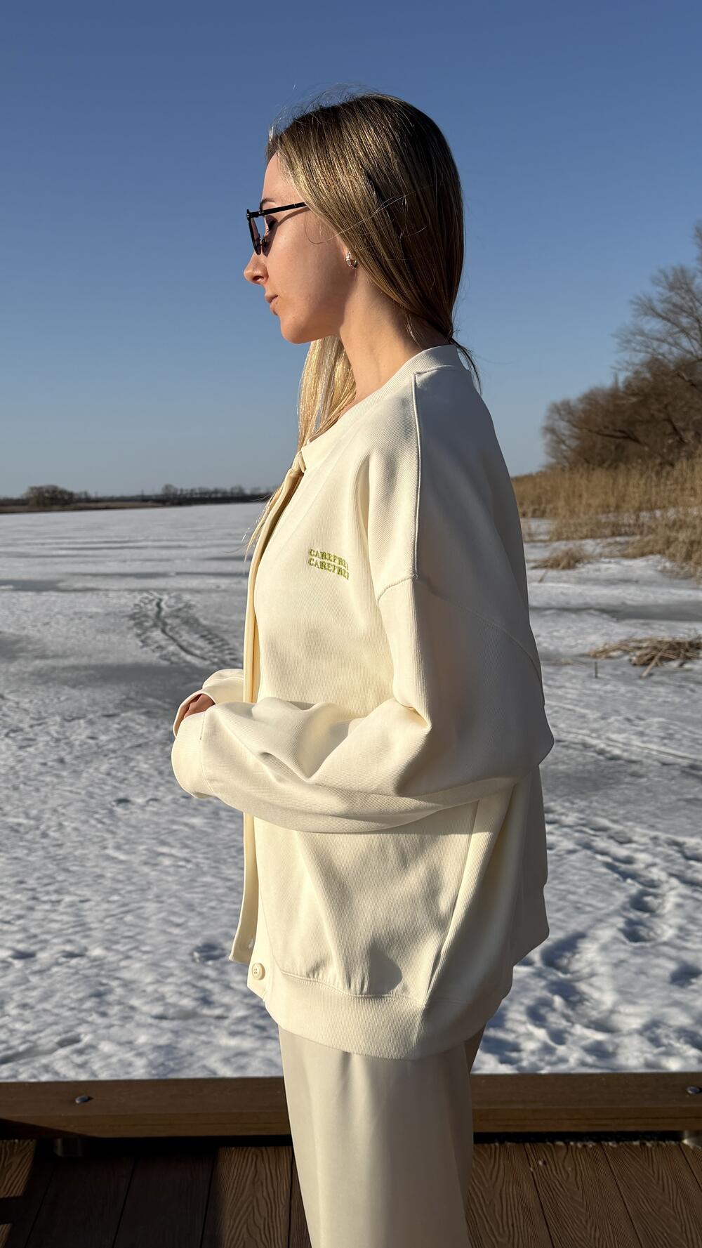 Кофта з ґудзиками carefree Кремовий, Oversize