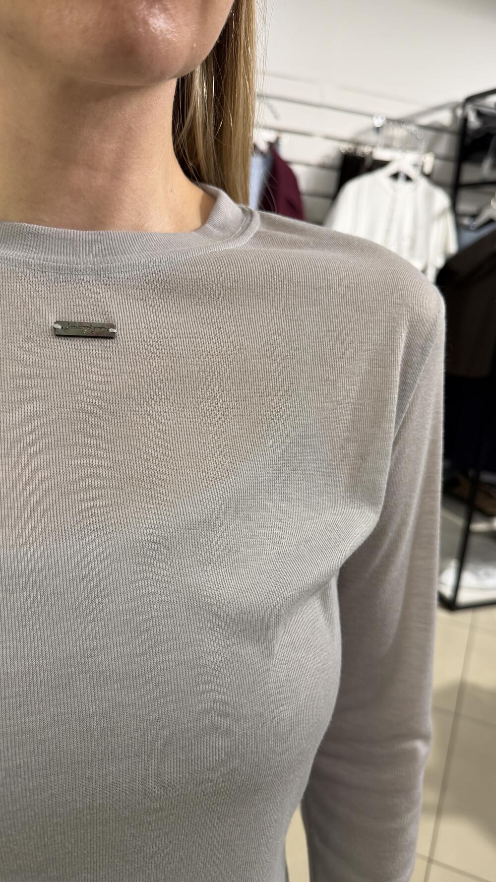 Лонг напівпрозорий з декором на грудях Сірий, S/M