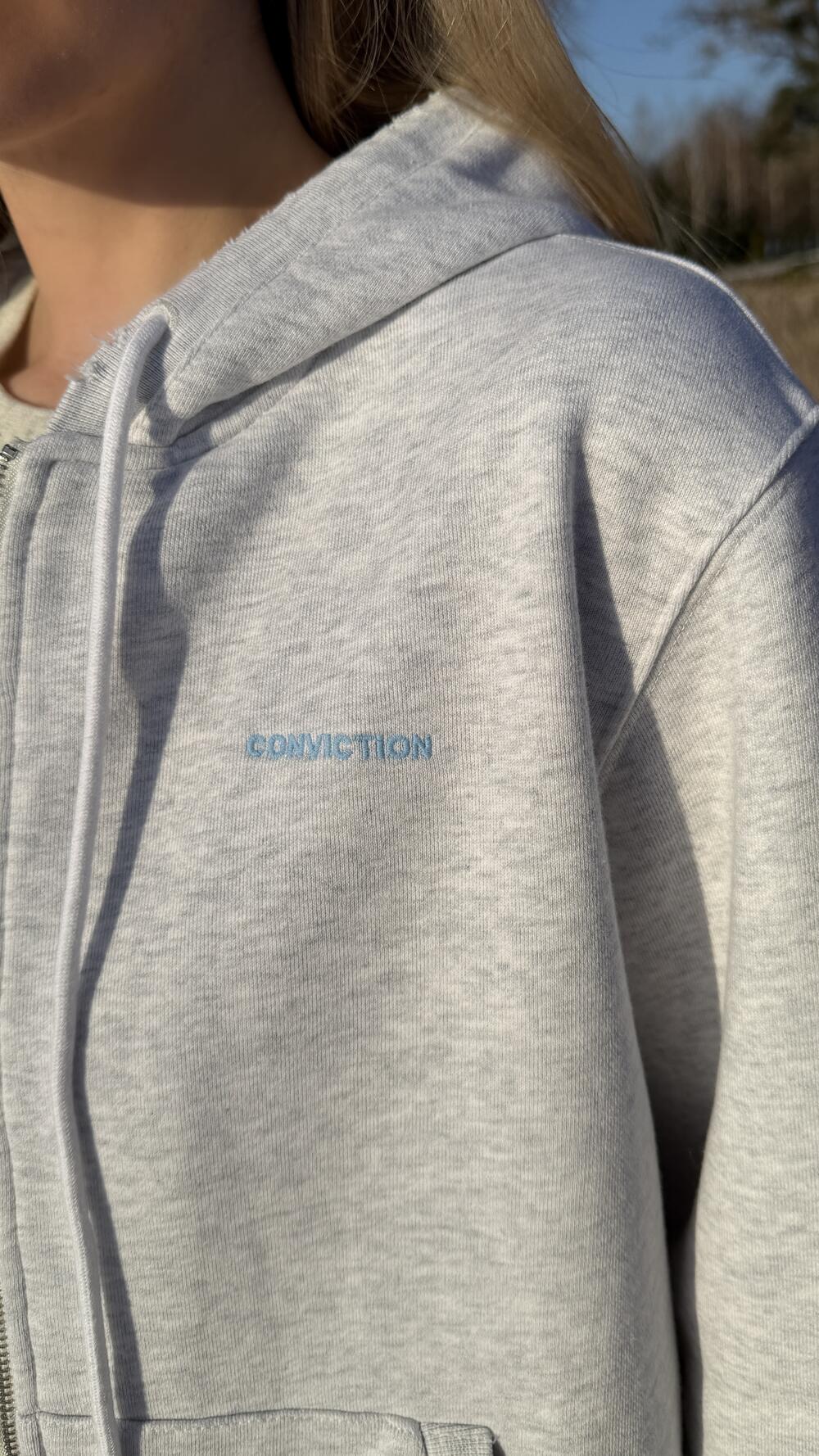 Худі з вишивкою Conviction Сірий, Oversize