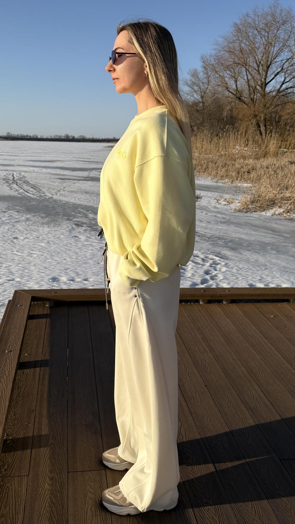 Брюки 26801 з завʼязкою на верх Молочний, M