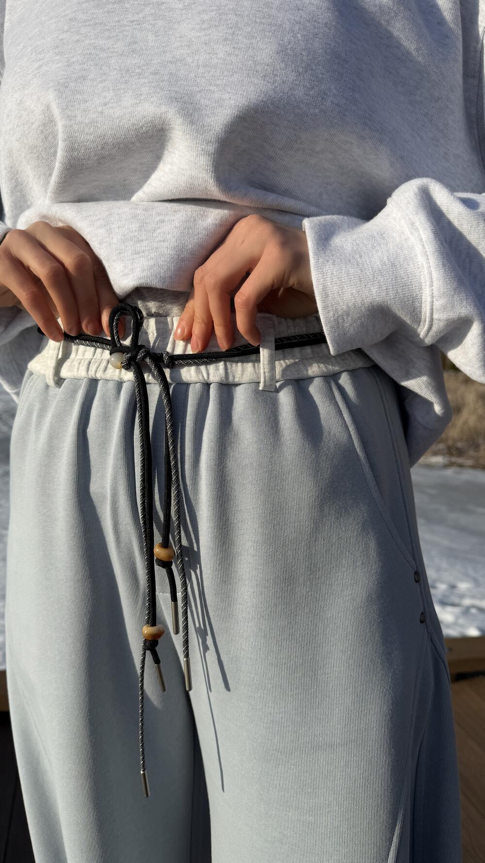 Брюки 26801 з завʼязкою на верх Блакитний, L