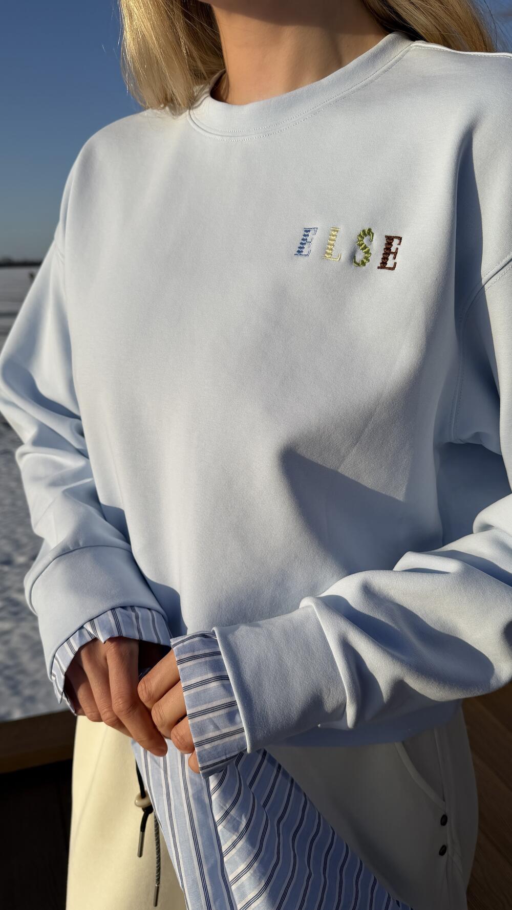 Світшот комбінований з двох тканин виш. Else Блакитний, Oversize