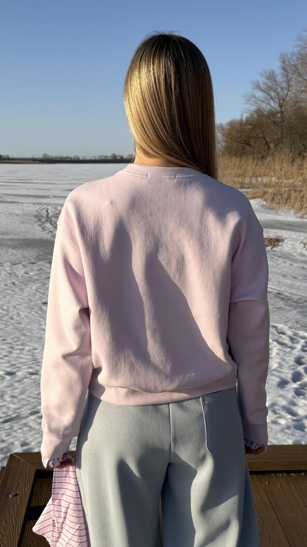 Світшот комбінований з двох тканин виш. Else Рожевий, Oversize