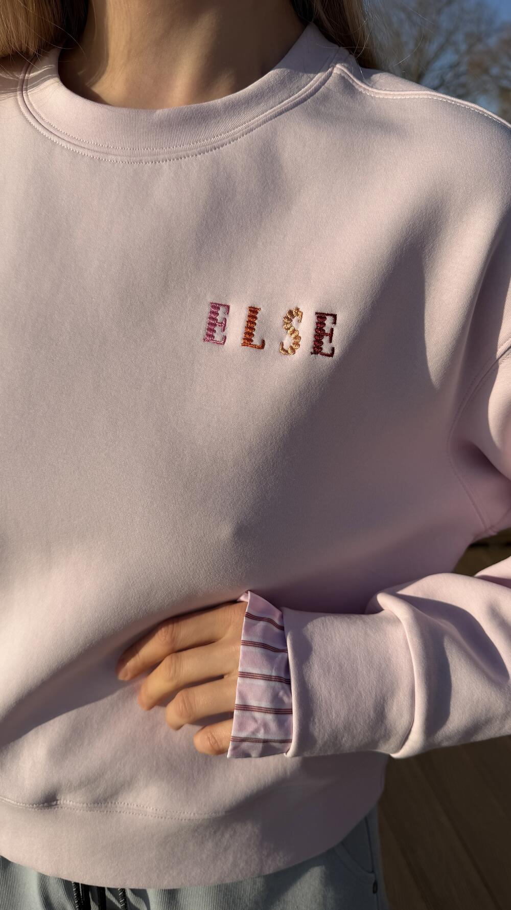 Світшот комбінований з двох тканин виш. Else Рожевий, Oversize