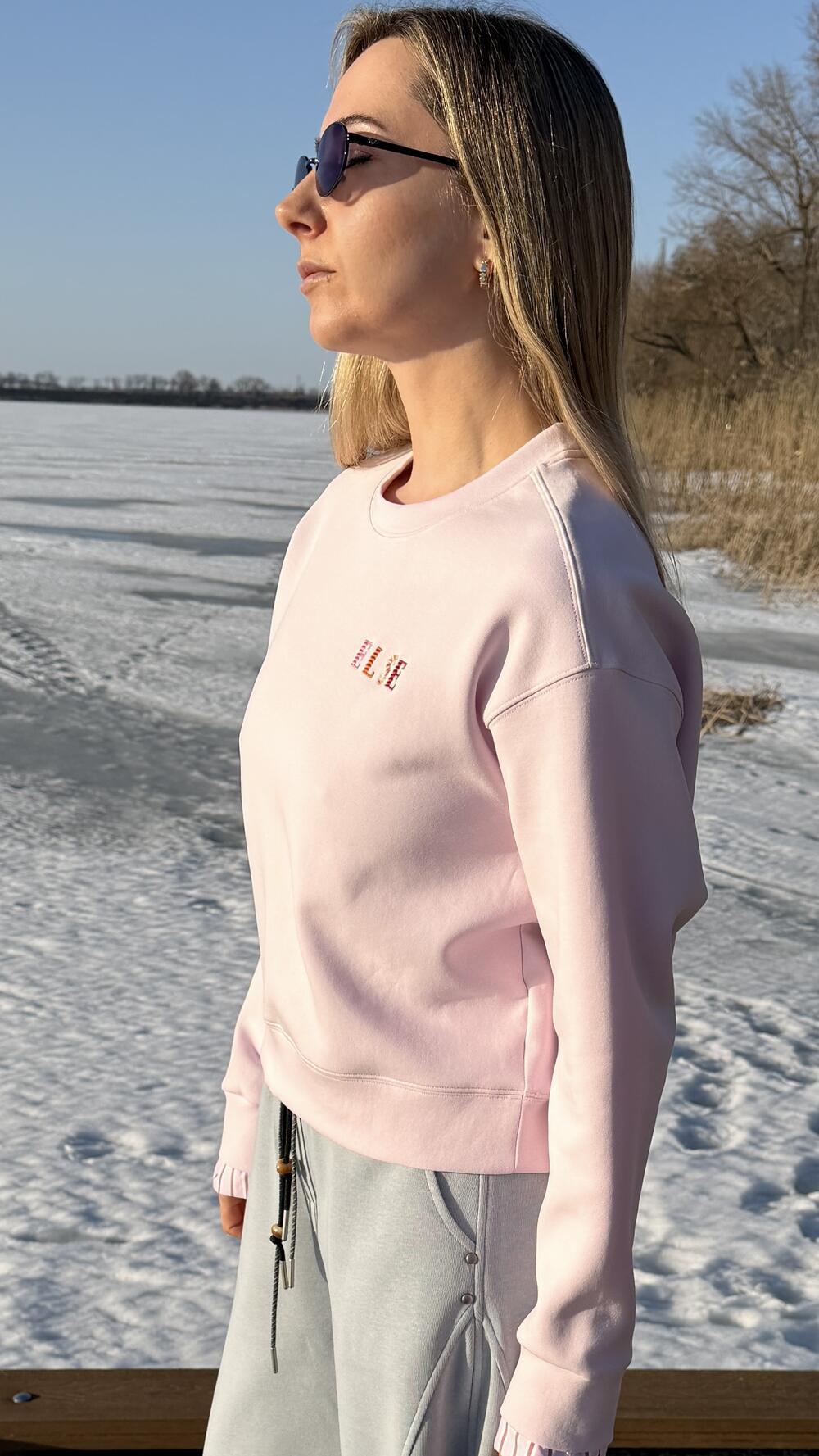 Світшот комбінований з двох тканин виш. Else Рожевий, Oversize