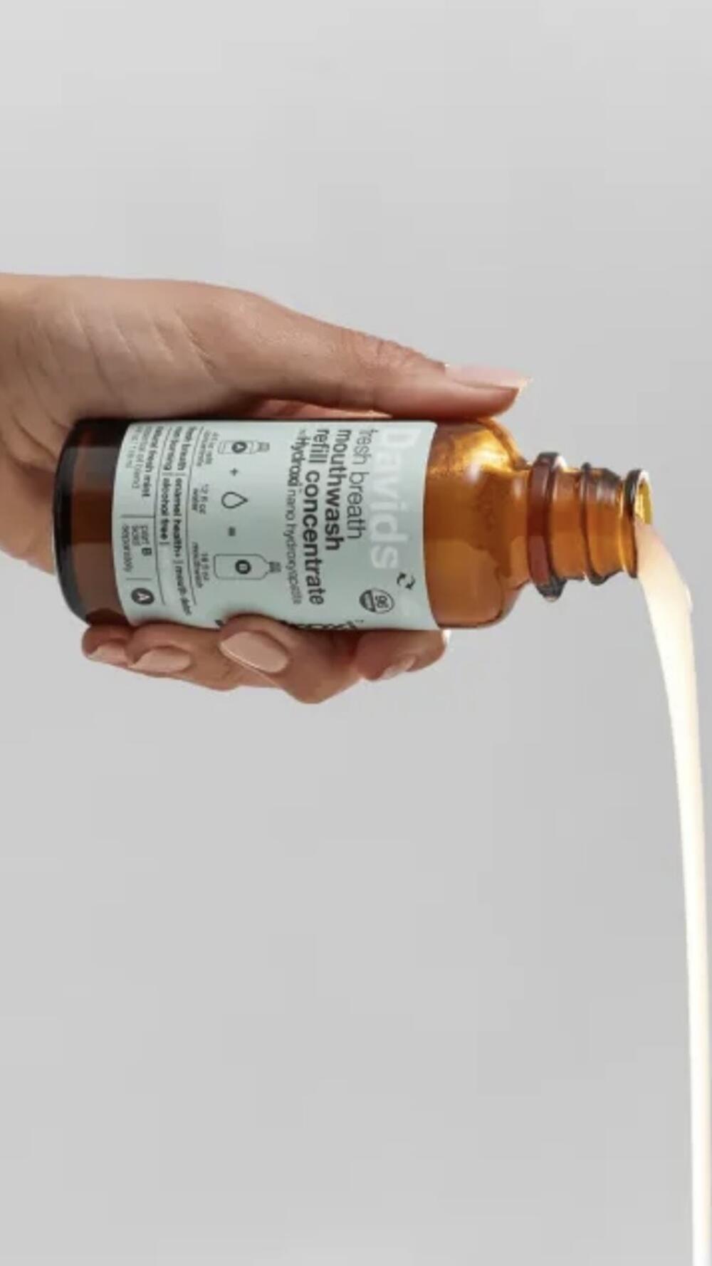 Ополіскув. Davids Hydroxi  / Натур.свіжа мʼята /повний набір для полоск. рота з  скляною пляшкою 118/473