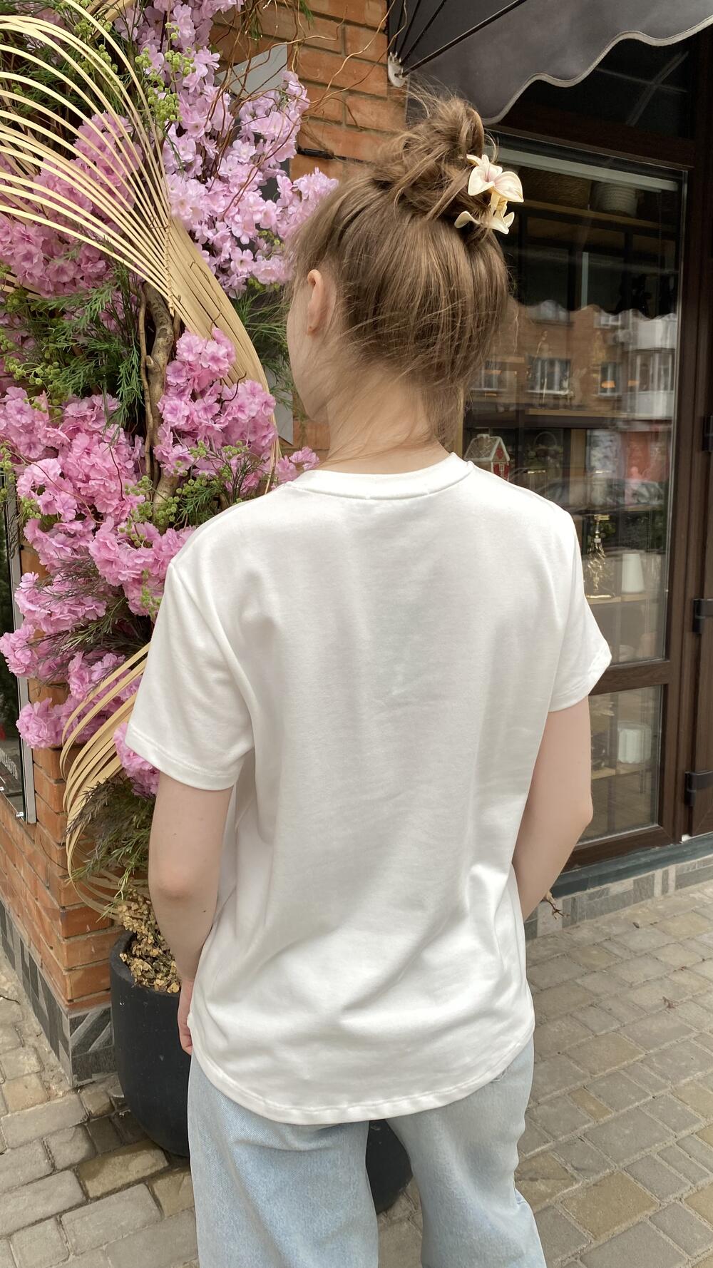 Футболка без принту 61903 Білий, Oversize