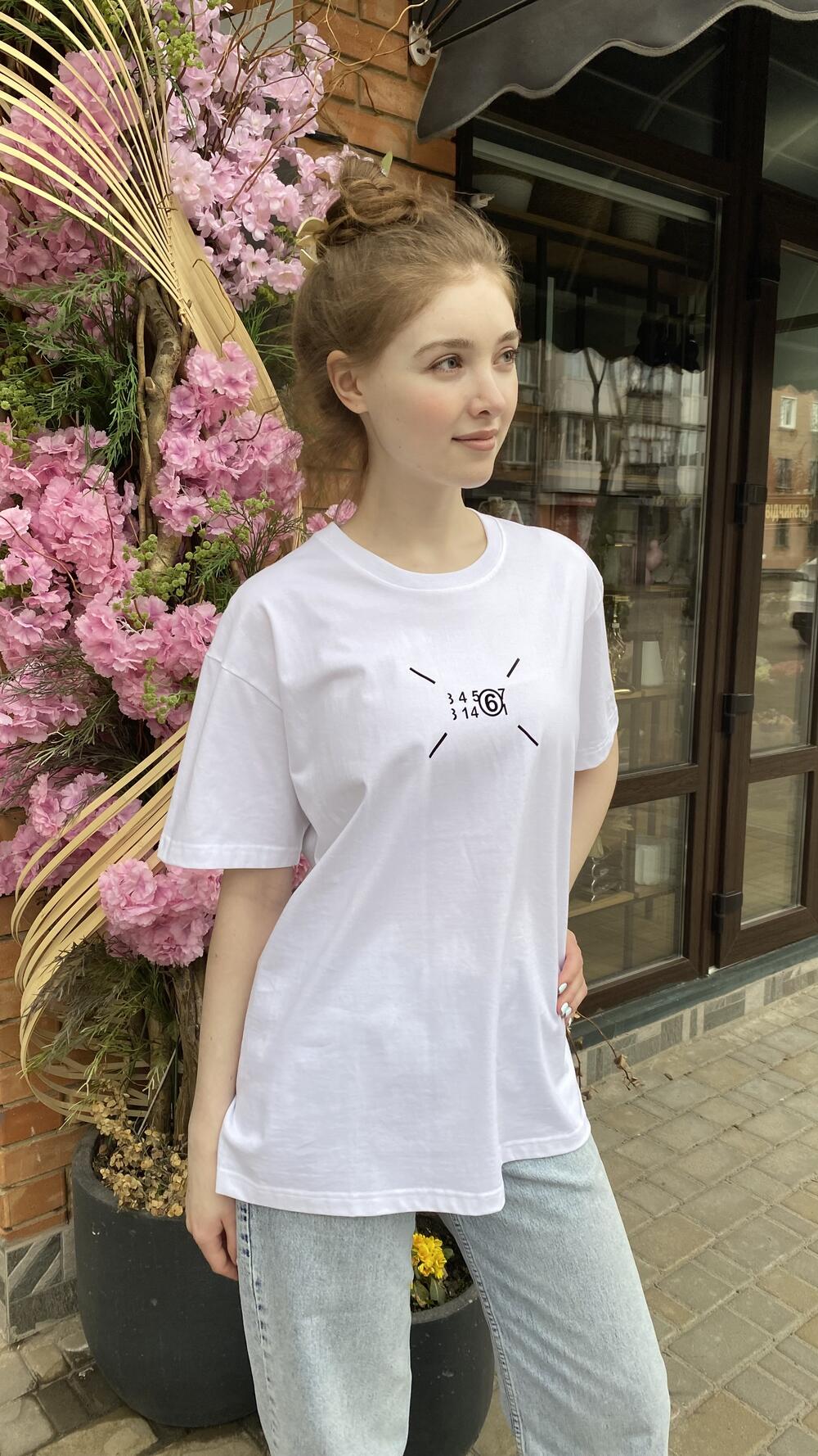 Футболка 6 Білий, Oversize