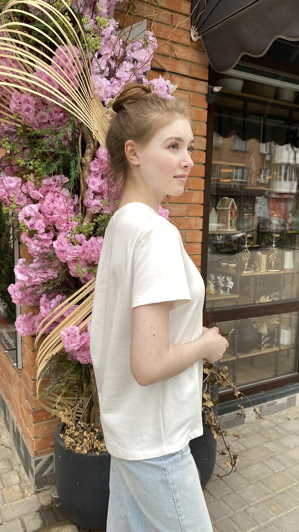 Футболка без принту 61903 Білий, Oversize
