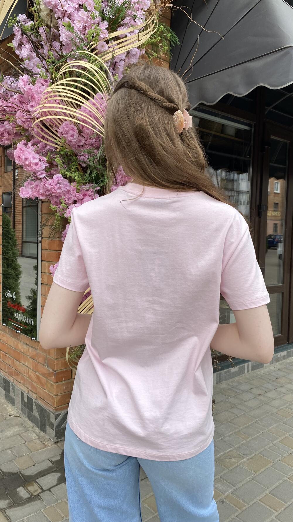 Футболка з вишитою міні конячкою Рожевий, Oversize