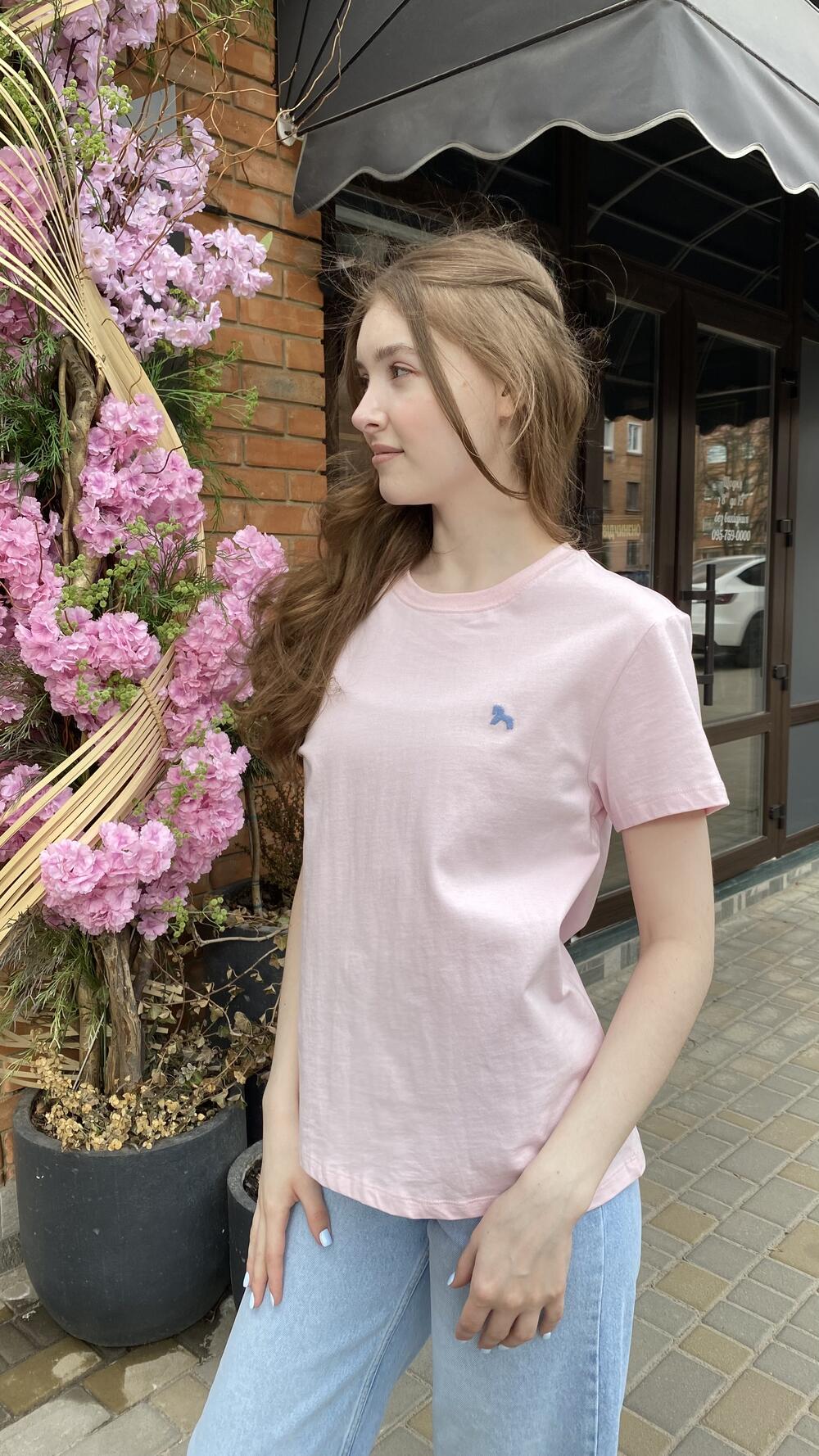 Футболка з вишитою міні конячкою Рожевий, Oversize