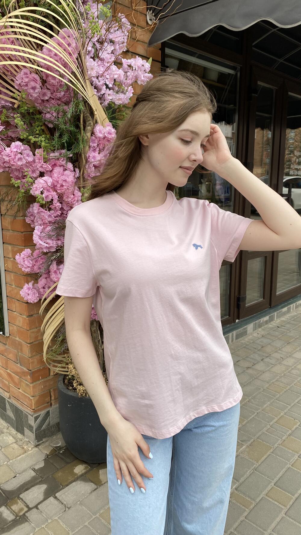 Футболка з вишитою міні конячкою Рожевий, Oversize