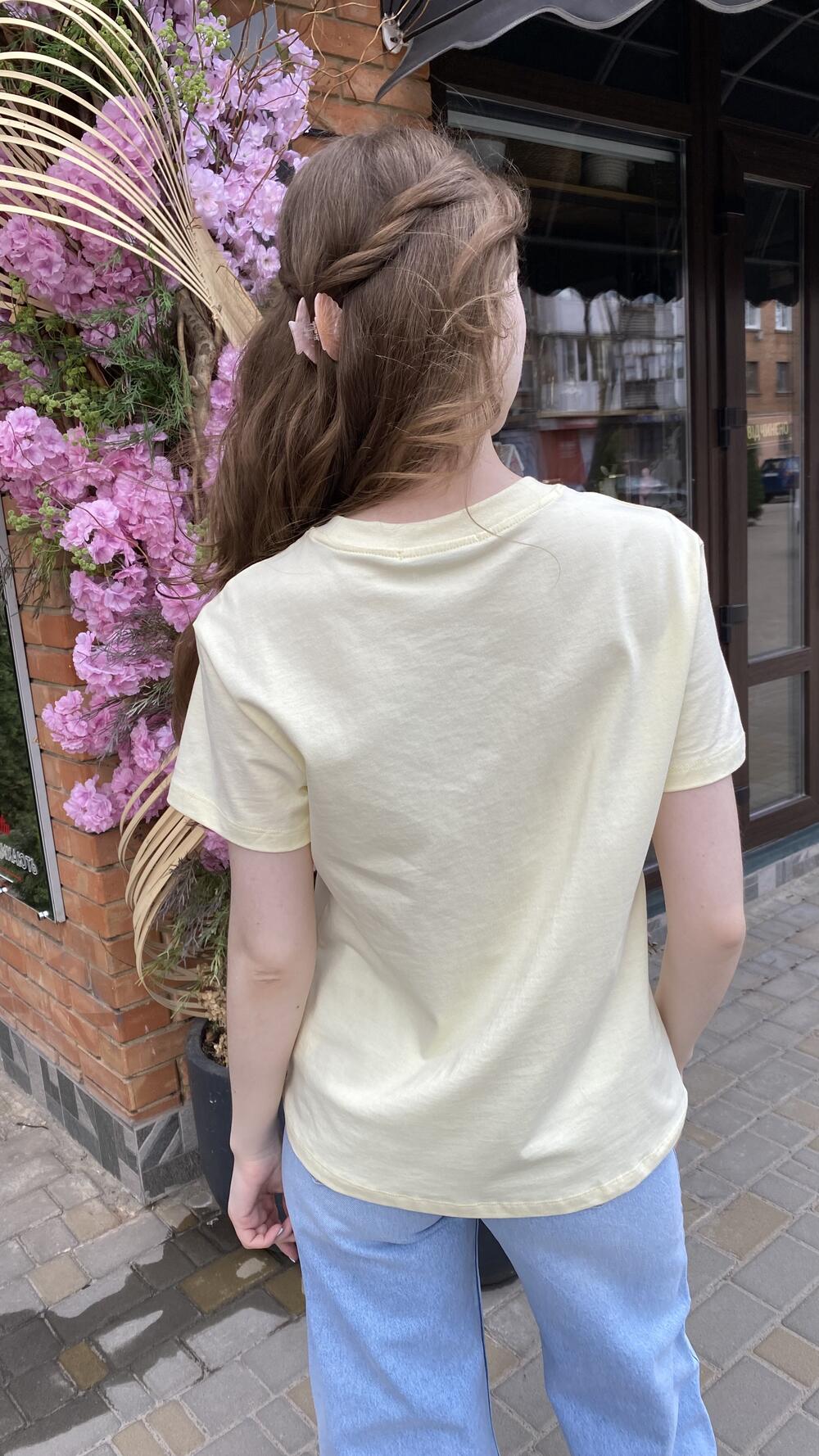 Футболка з вишитою міні конячкою Жовтий, Oversize