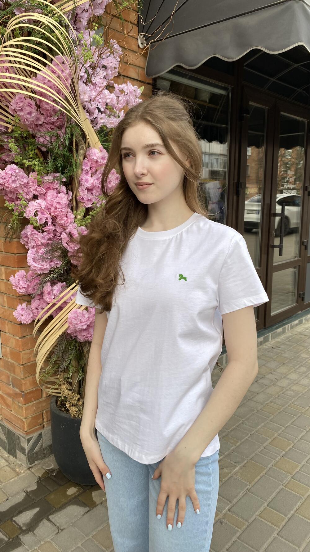 Футболка з вишитою міні конячкою Білий, Oversize