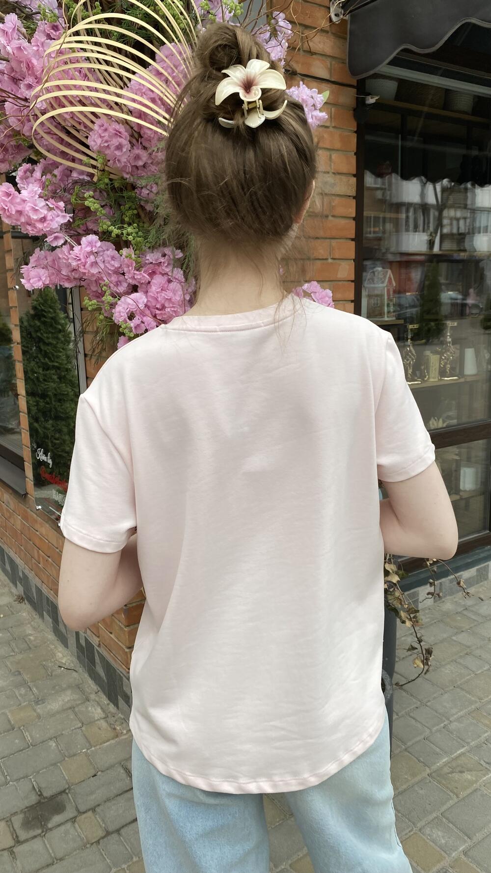 Футболка без принту 61903 Baby Pink, Oversize