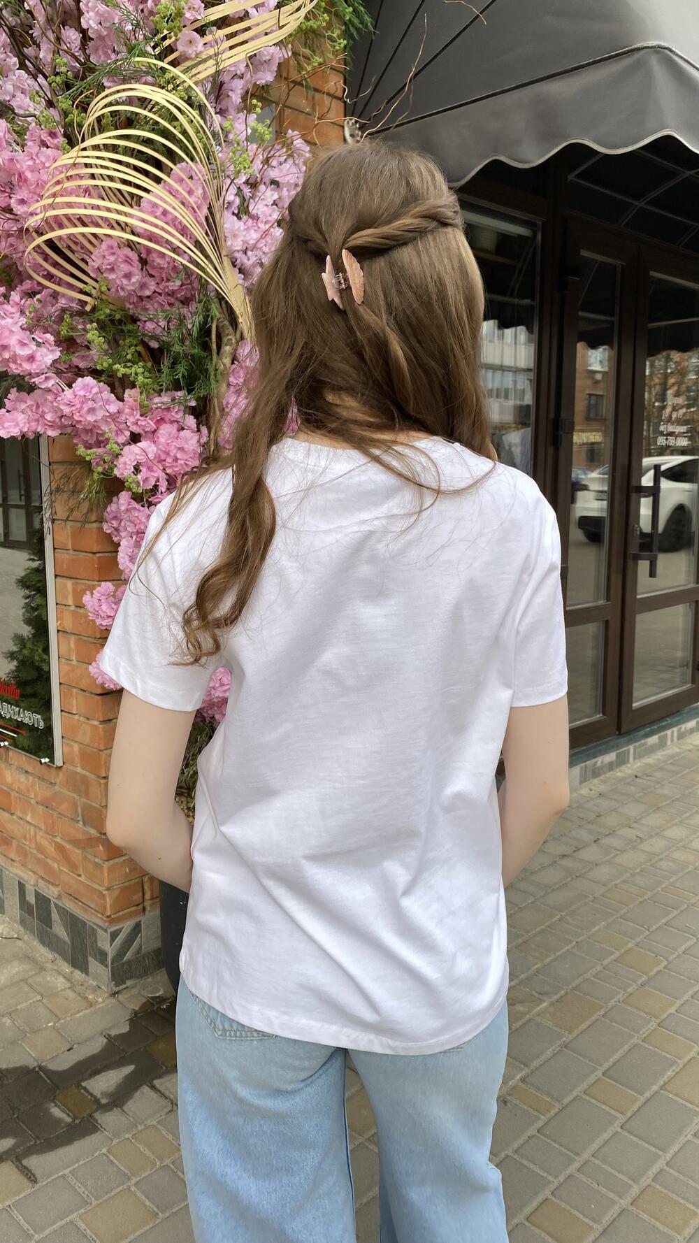 Футболка з вишитою міні конячкою Білий, Oversize