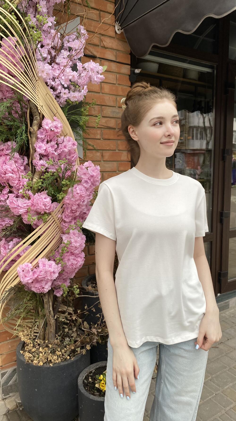 Футболка без принту 61903 Білий, Oversize