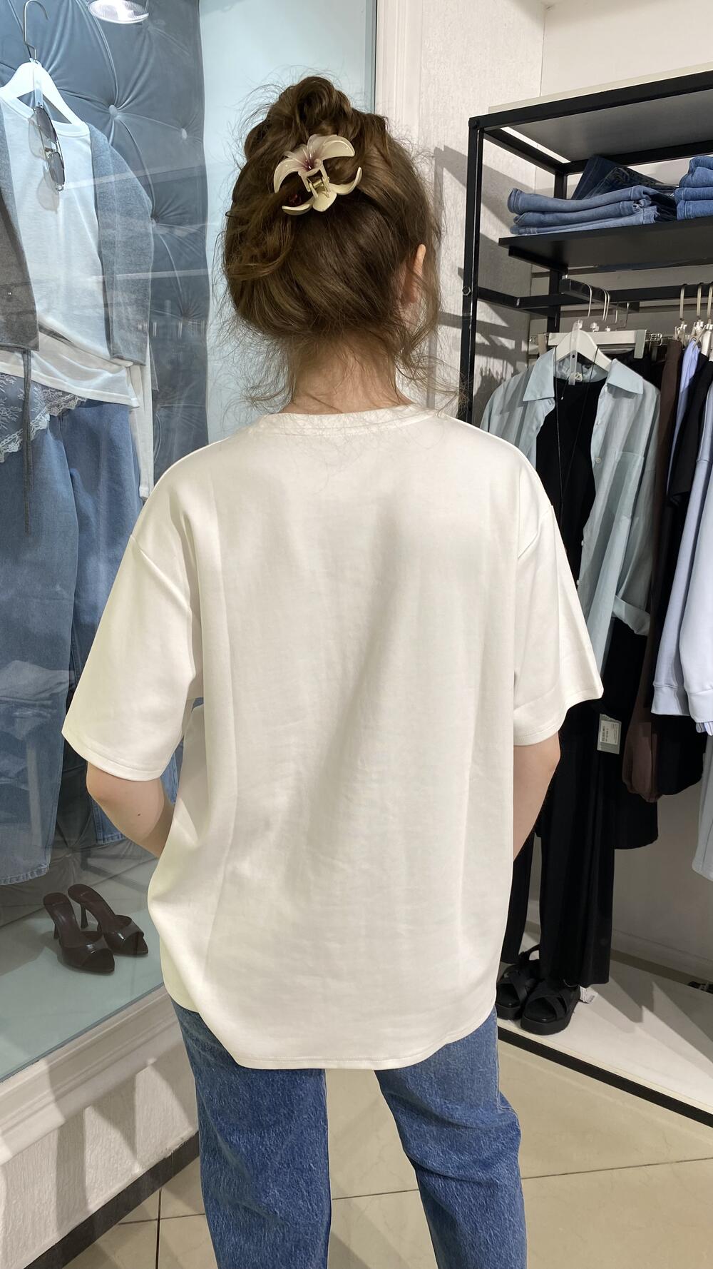 Футболка з трикутником на грудях Білий, Oversize