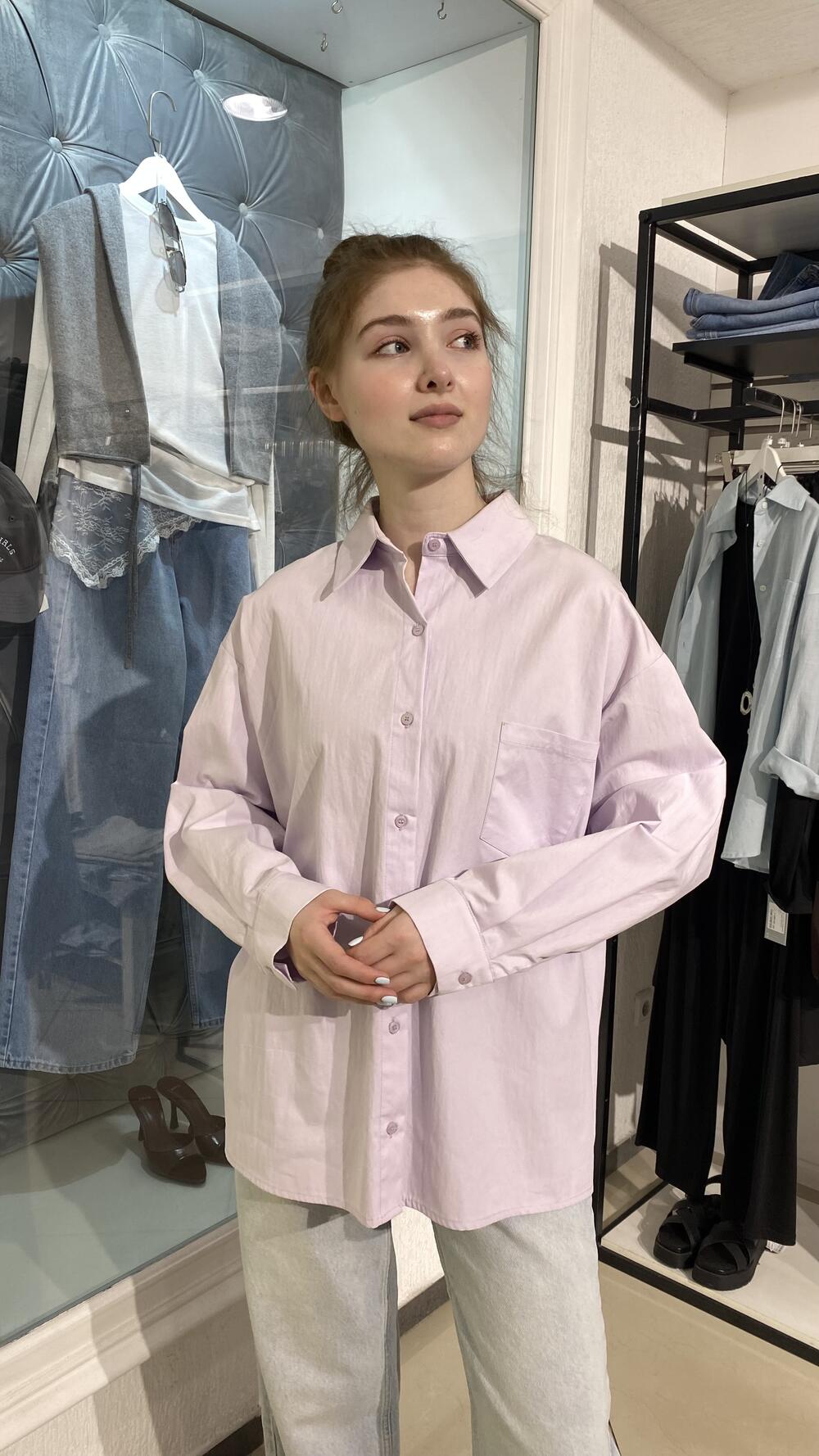 Сукня-сорочка з довгим рукавом Лаванда, Oversize