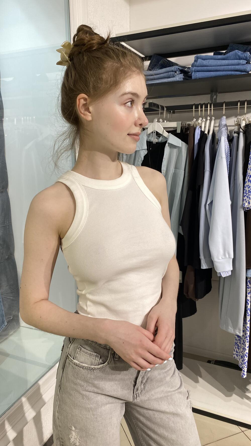 Майки в рубчик Qu Style Білий, S