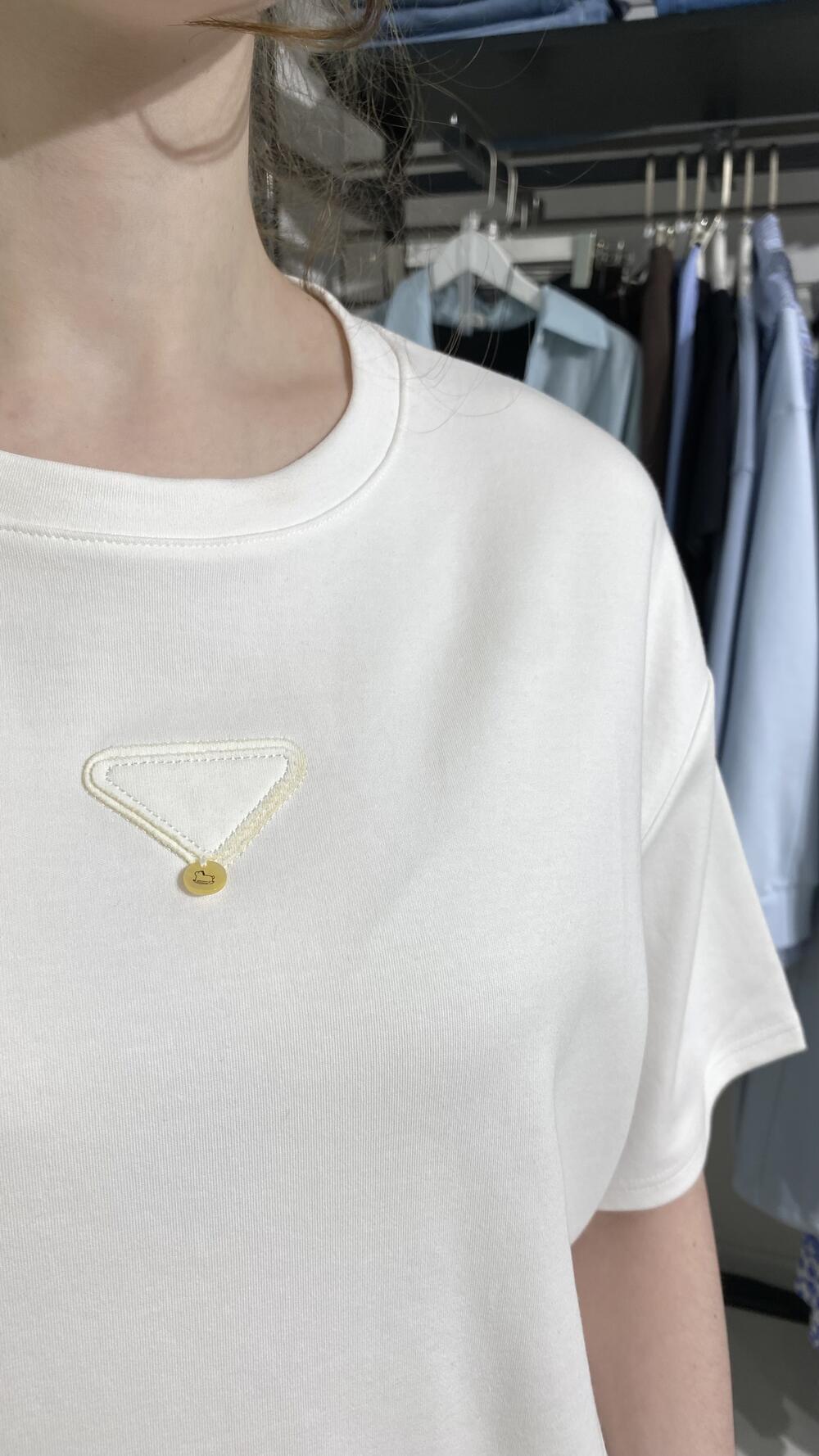 Футболка з трикутником на грудях Білий, Oversize