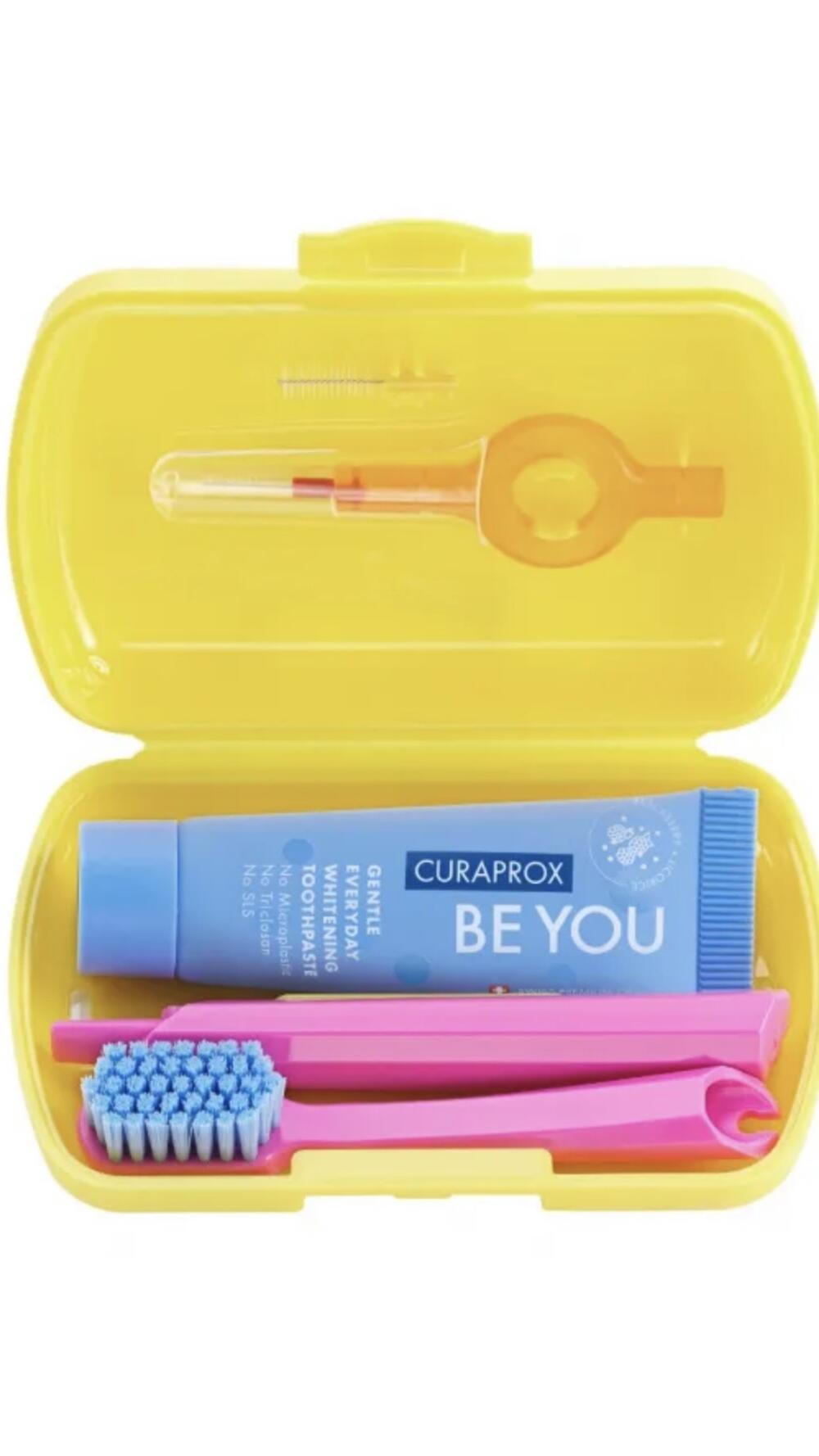 Набір дорожній Be you ( зубна щітка, паста, йоршики) Жовтий з рожевим