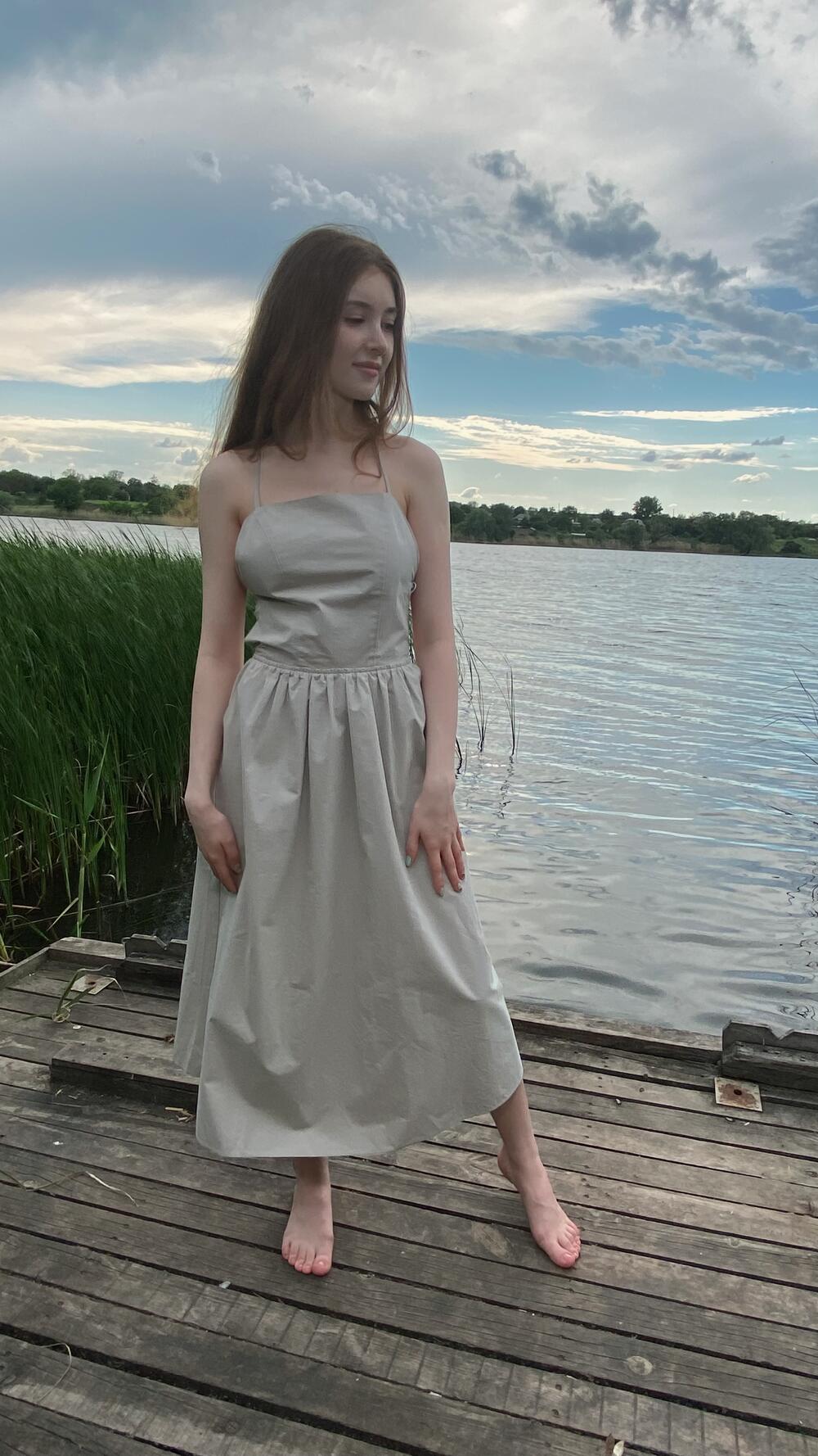 Сукня з відкритою спиною, котонова Тауп, S/M