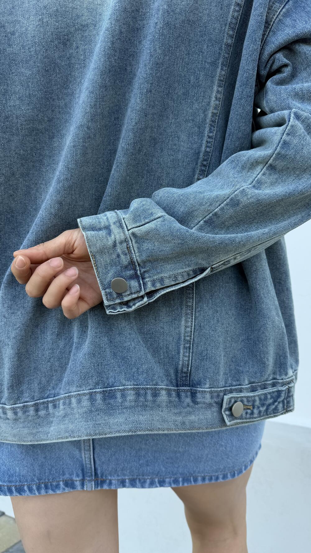 Жакет джинсовий з металевими ґудзиками Блакитний, Oversize