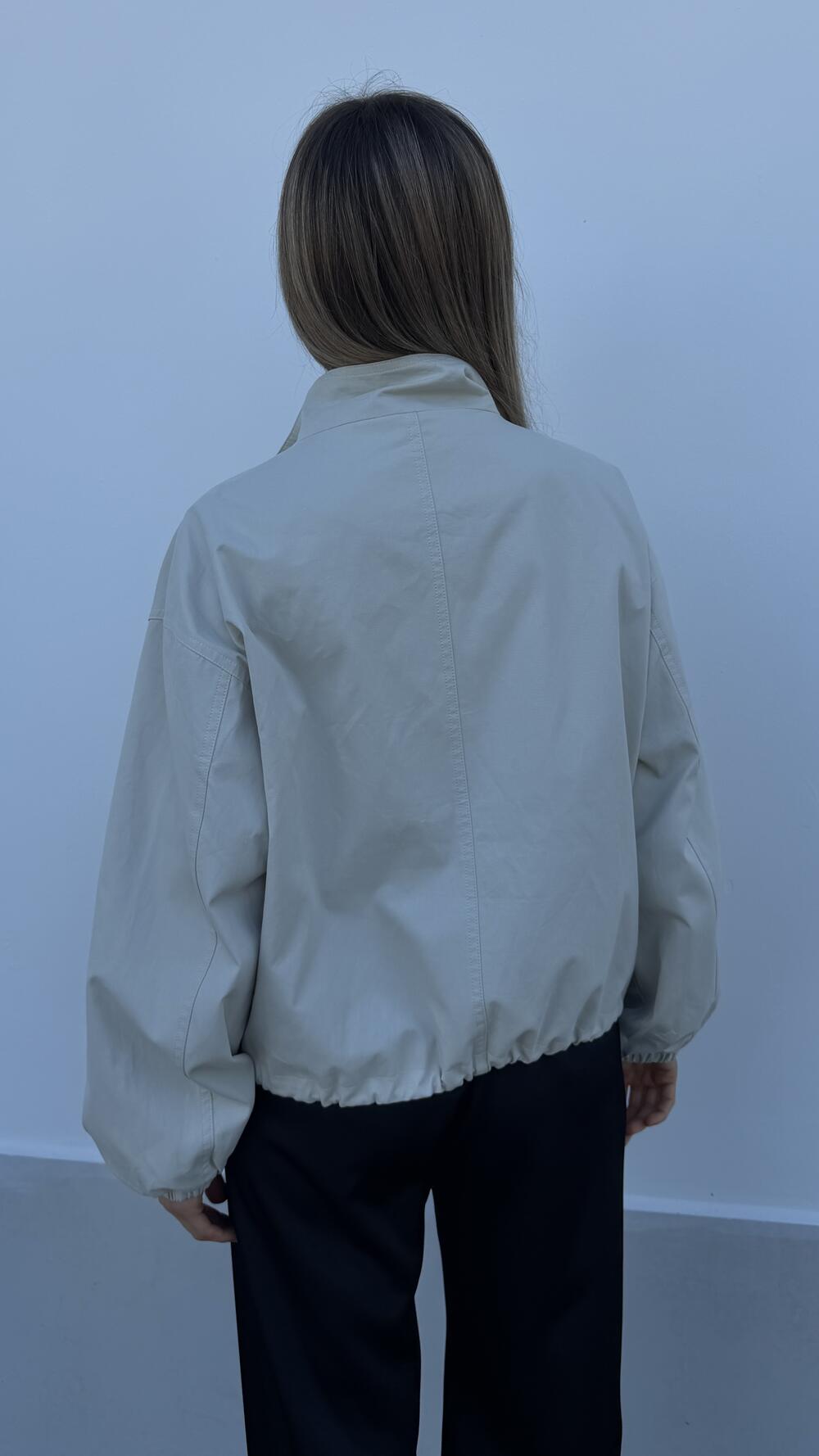 Бомбер з вишитою конячкою та куліскою внизу Тауп, Oversize