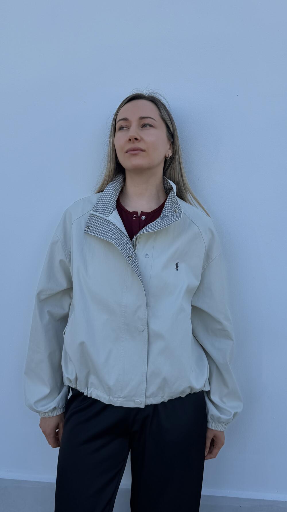 Бомбер з вишитою конячкою та куліскою внизу Тауп, Oversize