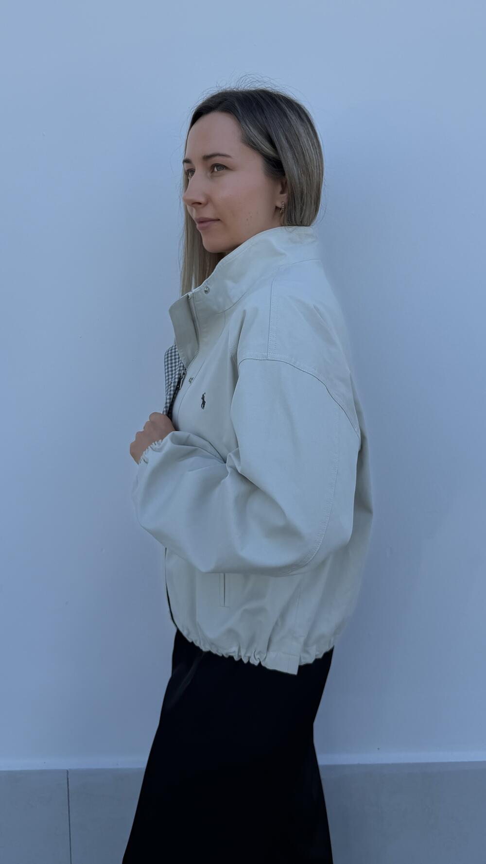 Бомбер з вишитою конячкою та куліскою внизу Тауп, Oversize