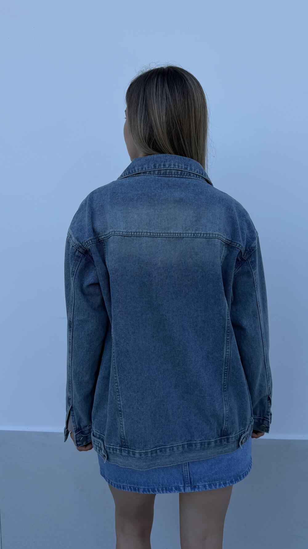Жакет джинсовий з металевими ґудзиками Блакитний, Oversize
