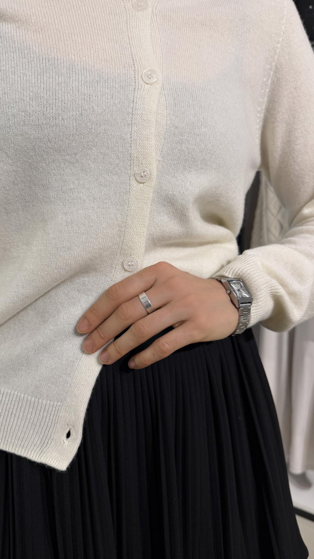 Кардиган з мілкими ґудзиками, гладкий Молочний, Oversize